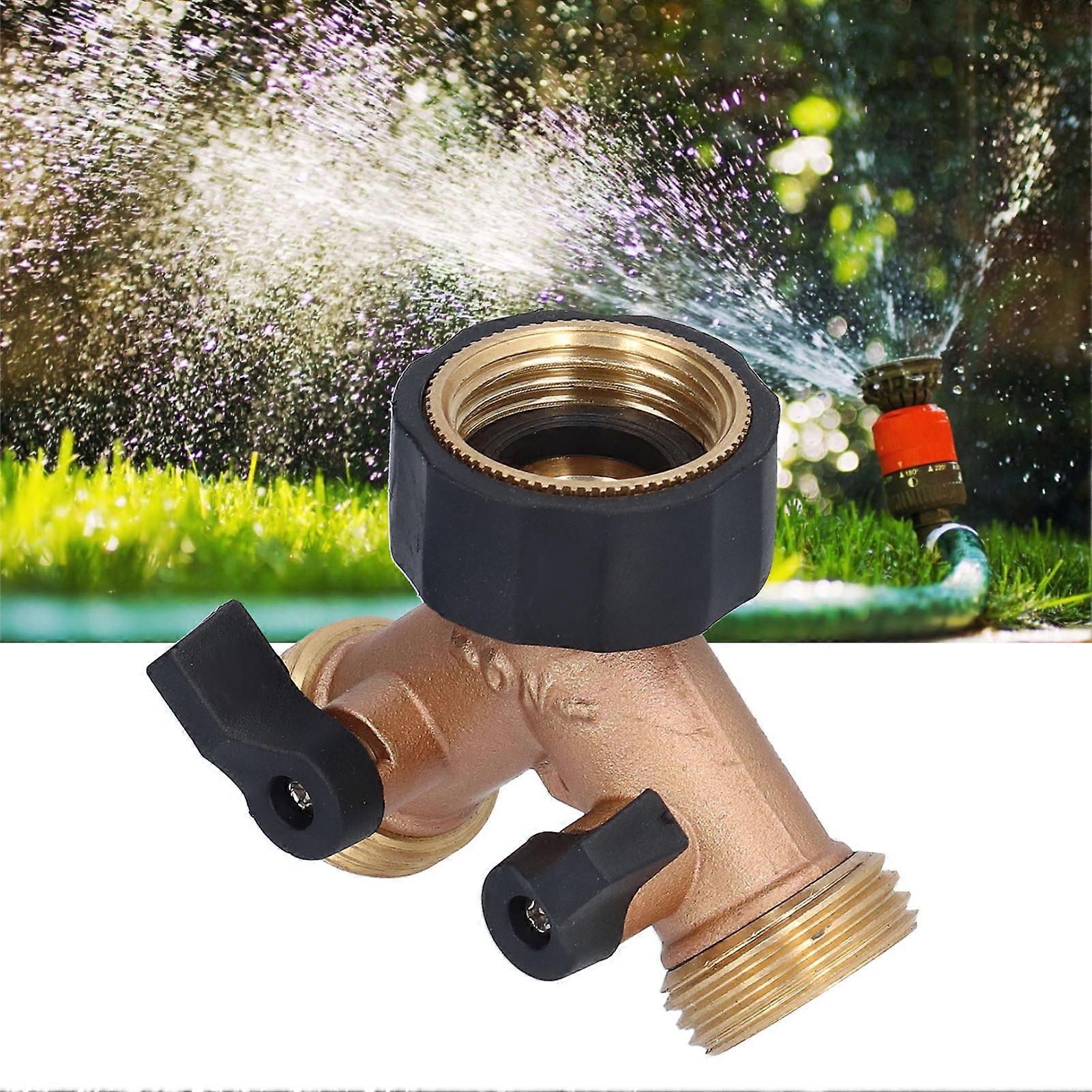 3/4in 2-Way Brass Hose Splitter Y Valve Adapter with Gasket