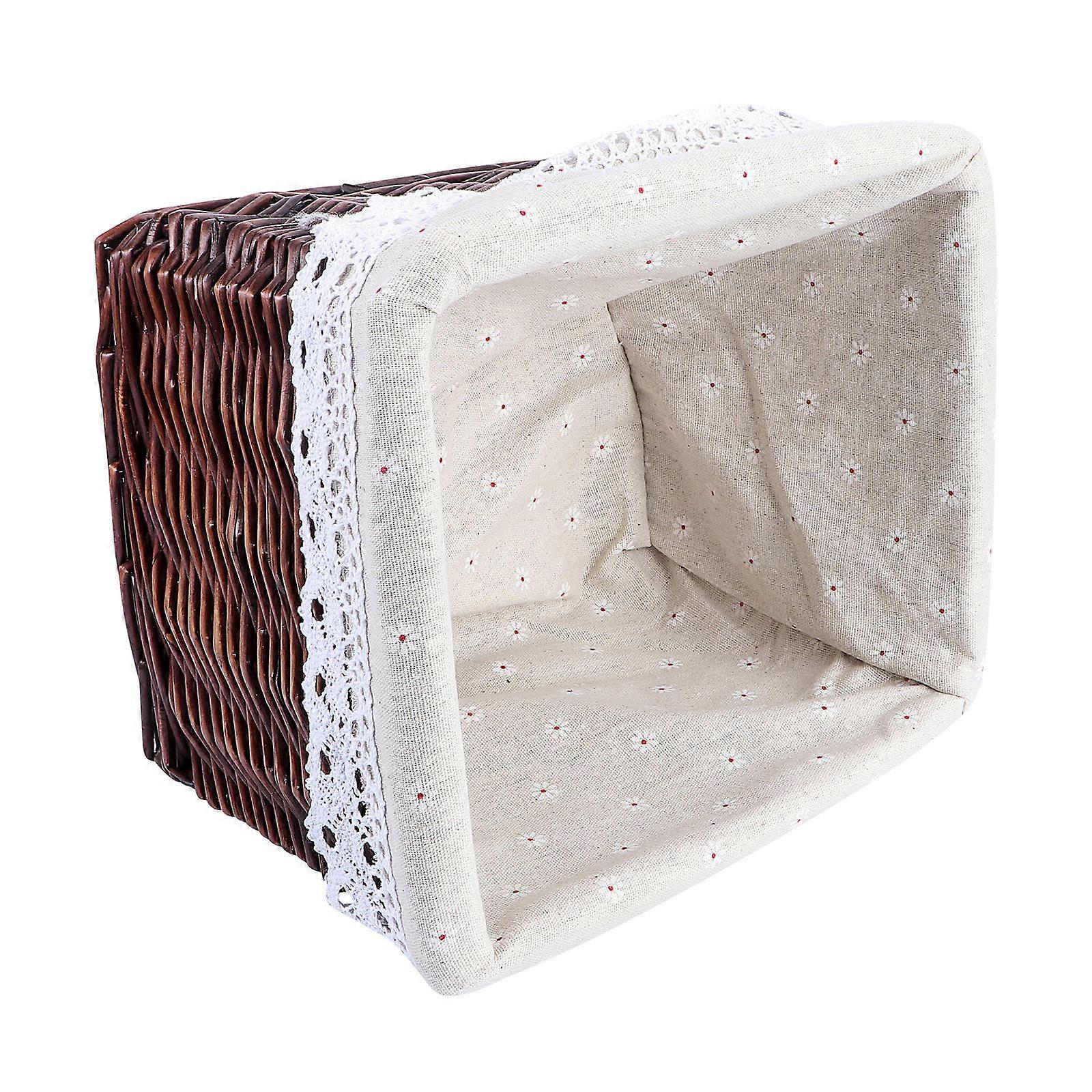 Hand Woven Storage Basket Square Shaped Storage Case for Use Made of Brown Wicker 1Pcs