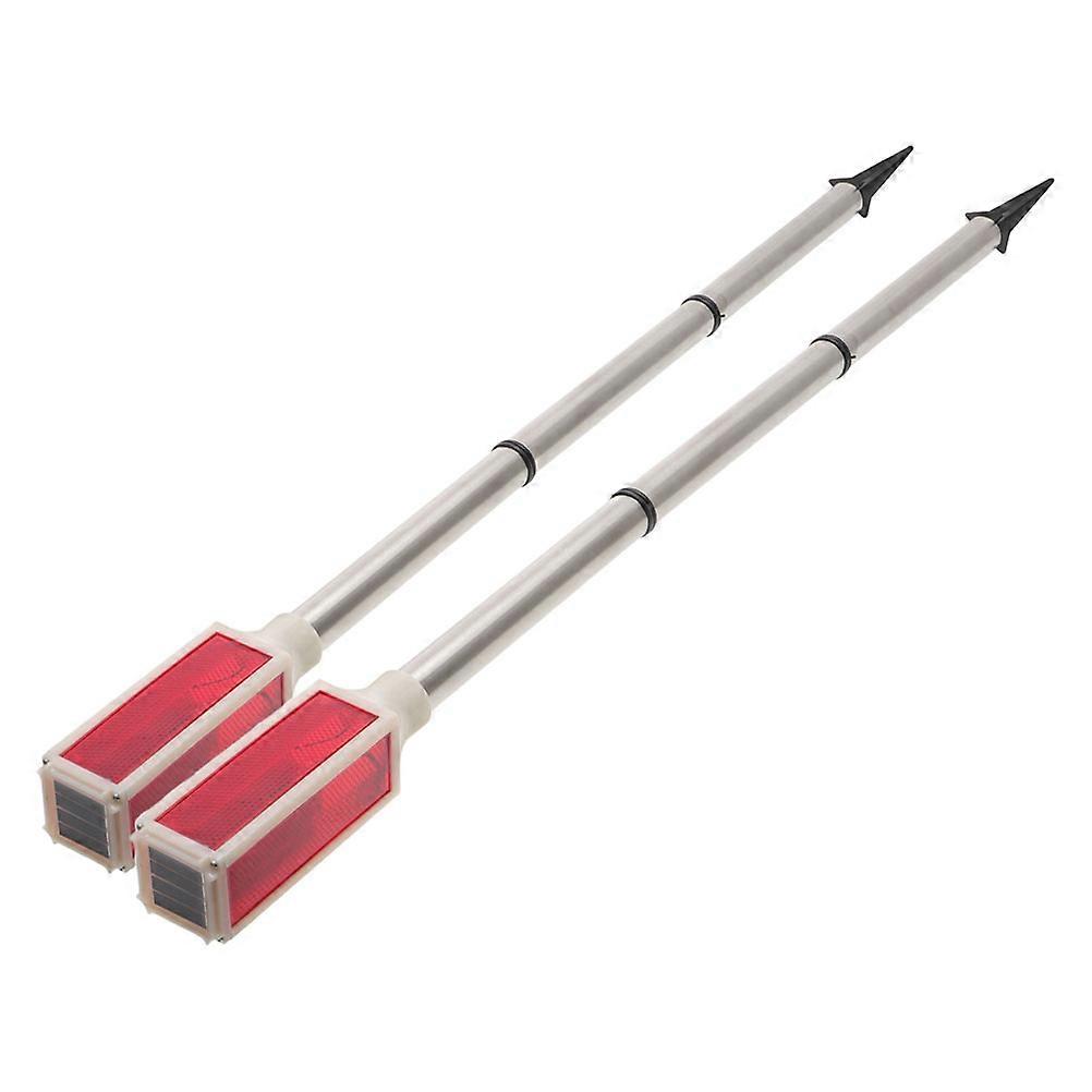 Outdoor Solar Powered Driveway Marker Lights Red Warning 2Pcs Set