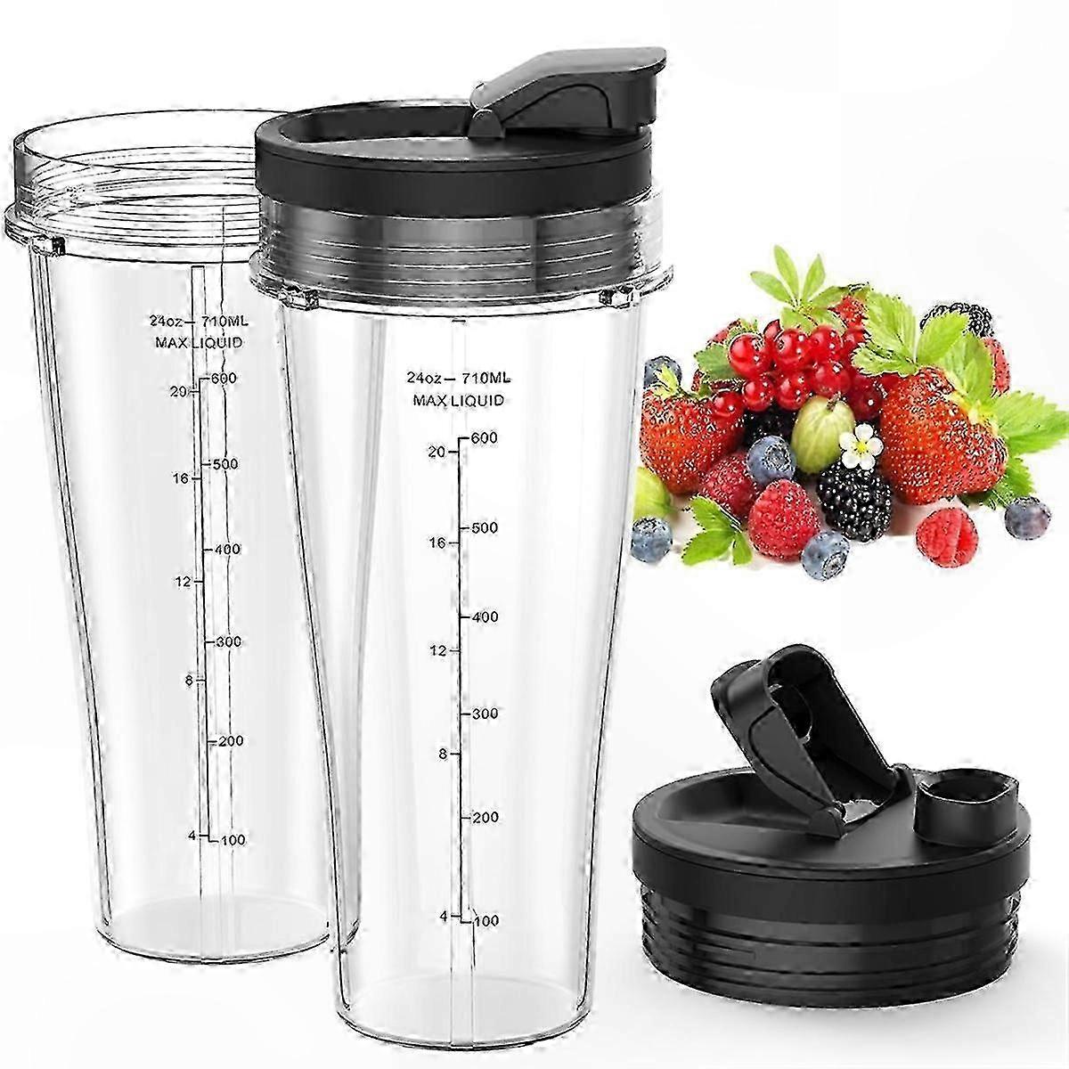 24oz Blender Cups with Lids and Replacement Blades for Personal Blenders