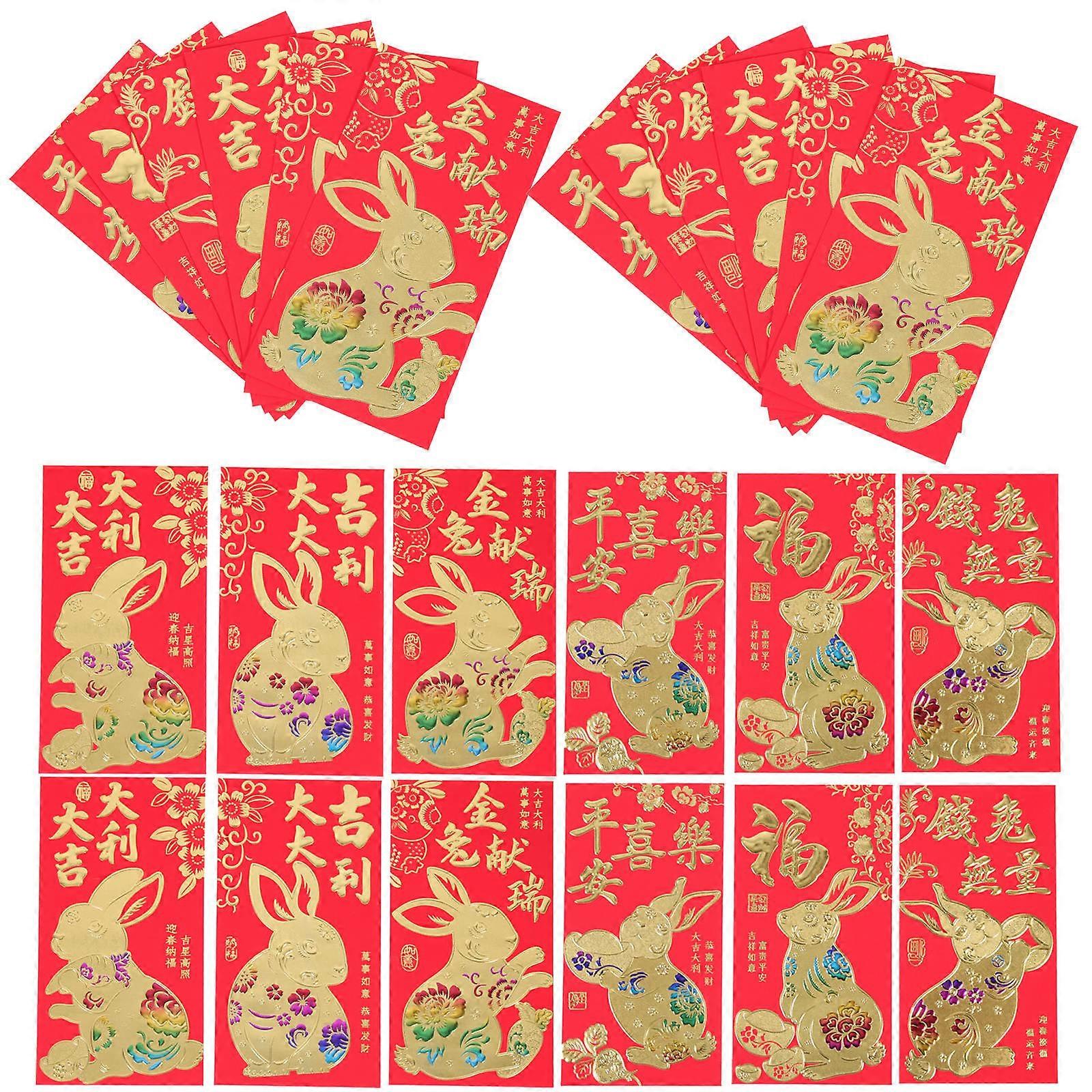 Red Packets Rabbit Year for New Year 300Pcs Creative Red Envelopes