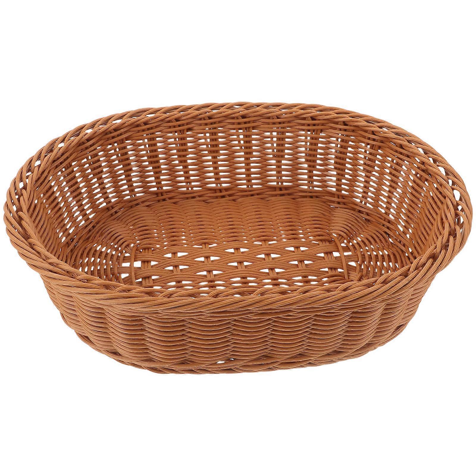 Hand-Woven Fruit Basket Bread Basket for Storage Use 3Pcs Oval Serving Tray