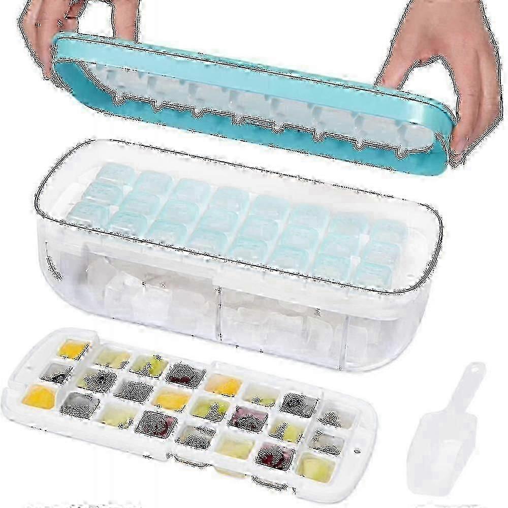 Bandeja de gelo de silicone com tampa e recipiente, 48 grades, moldes de gelo Presspe, vem com recipiente de armazenamento e Cs