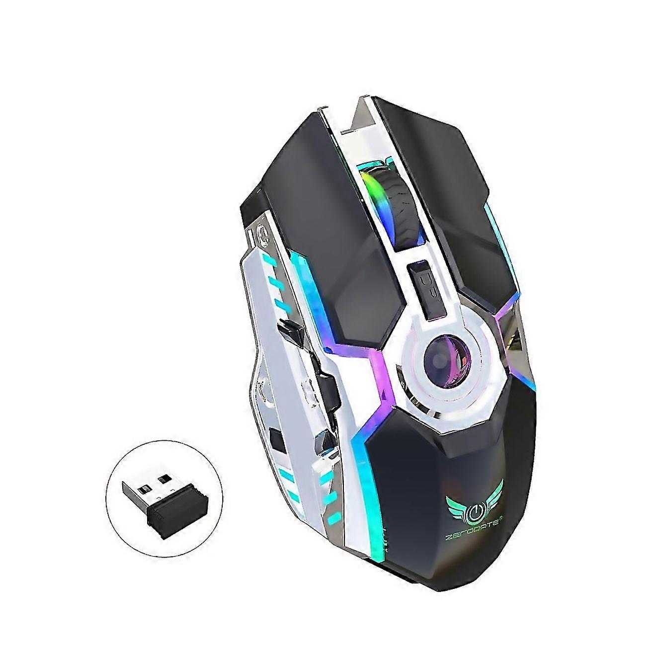 For Zerodate T30 24ghz 2400dpi Threespeed Adjustable Rgb Backlight Wireless Optical Mouse