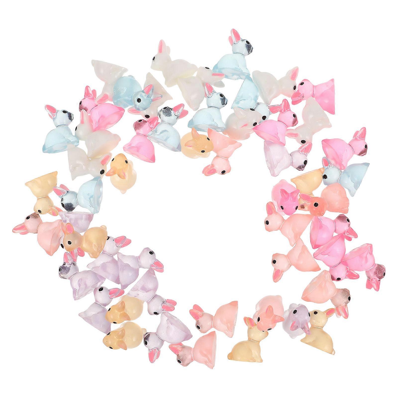Glowing Mini Resin Bunnies Figurines for Easter Party 400Pcs Assorted Colors