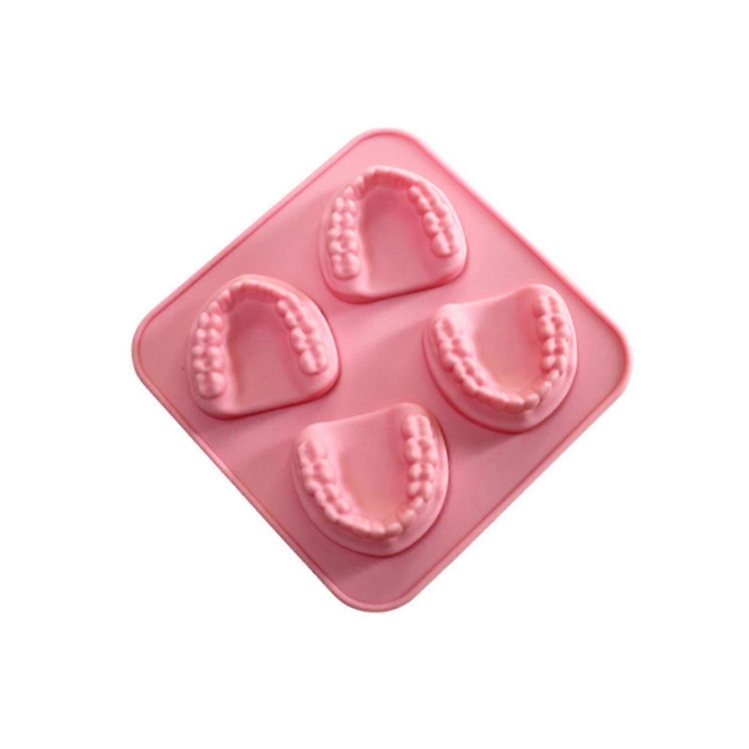 2 x BPA-Free Ice Cube Trays, Denture-Shaped Funny Jelly Molds for Kitchen, Refrigerator Safe