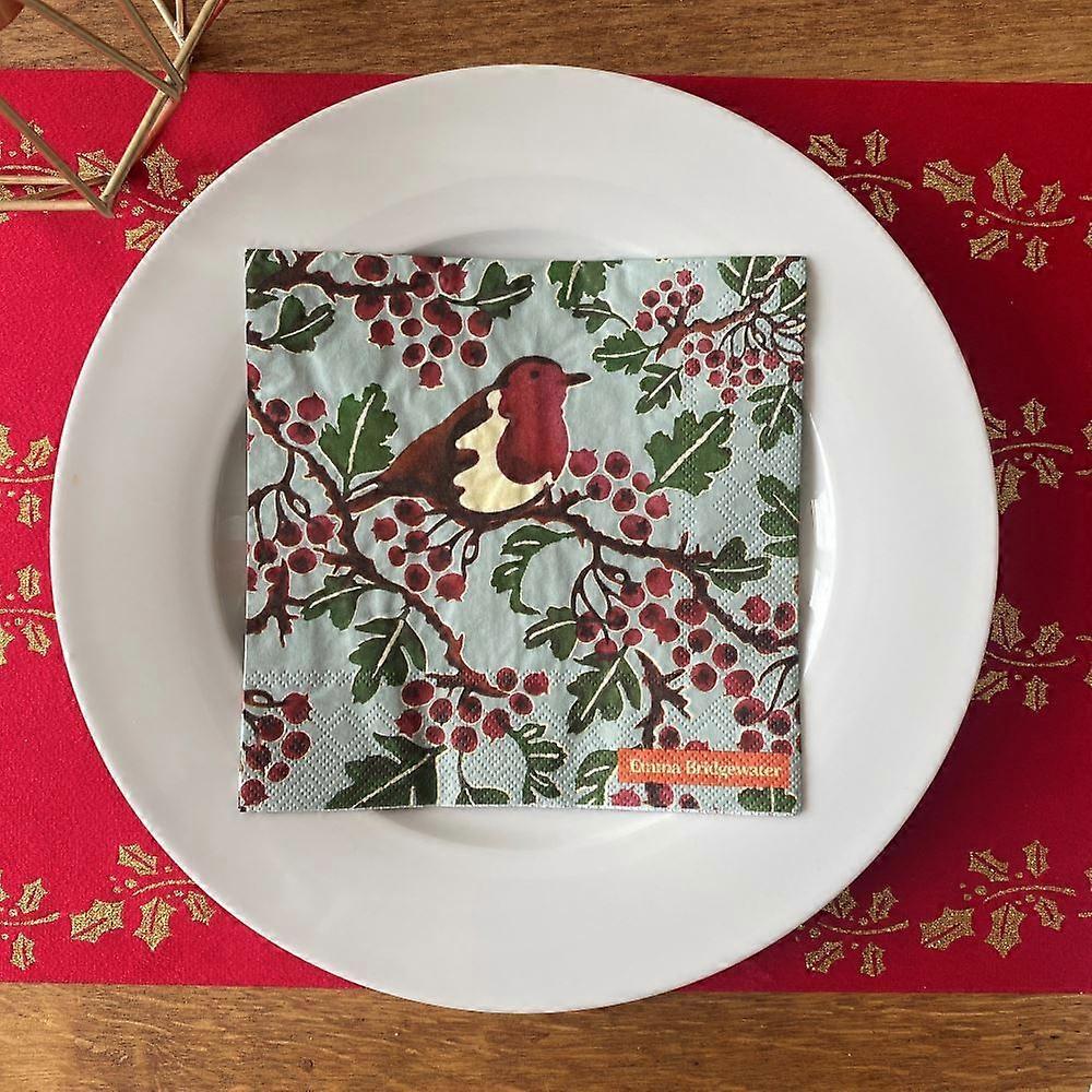Robin Hawthorn Napkins | Luncheon Christmas Tableware x 20 Emma Bridgewater