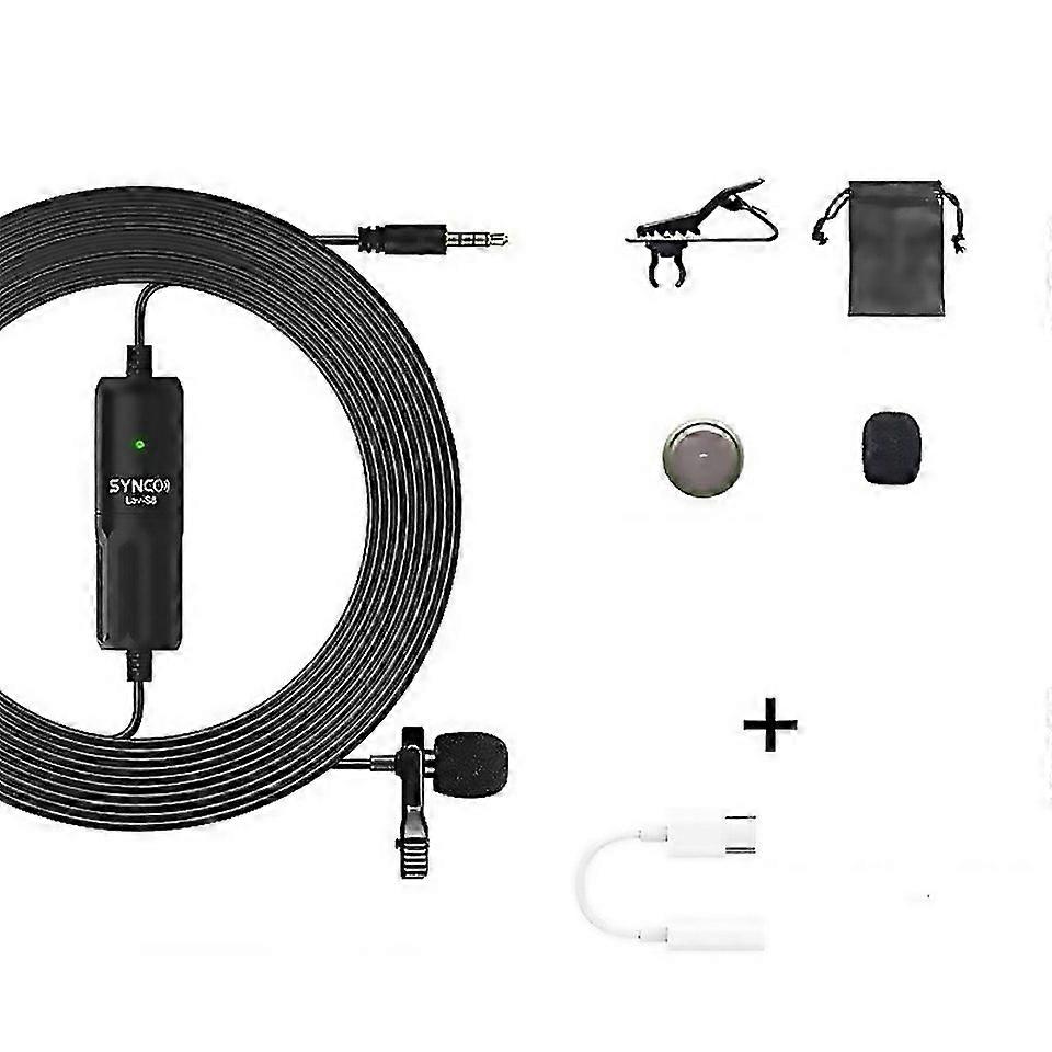 For Synco S8 Lavalier Live Wired Microphone Spec Typec Black