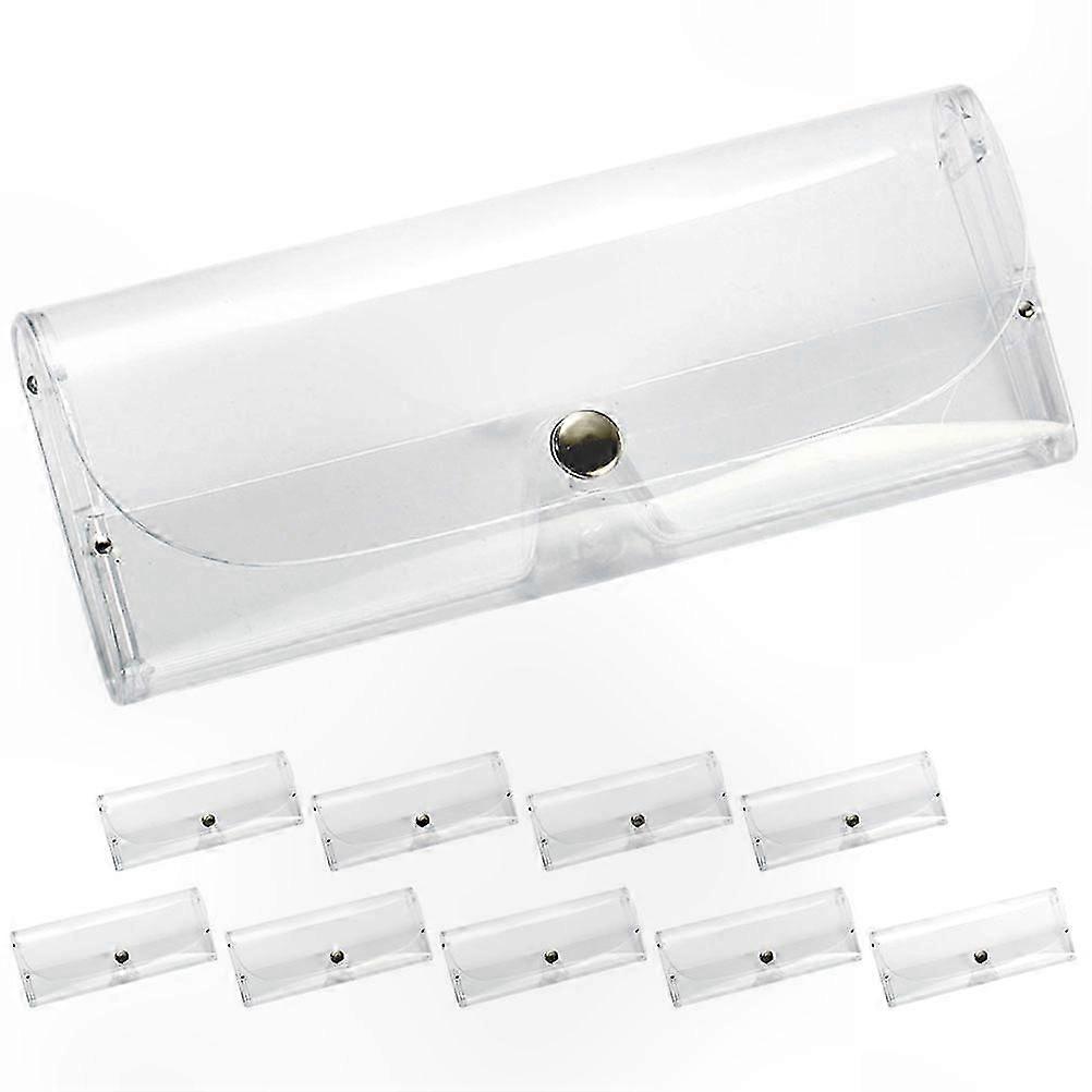 10pcs Clear Eyeglasses Case Transparent Plastic Sunglasses Protective Case with Button