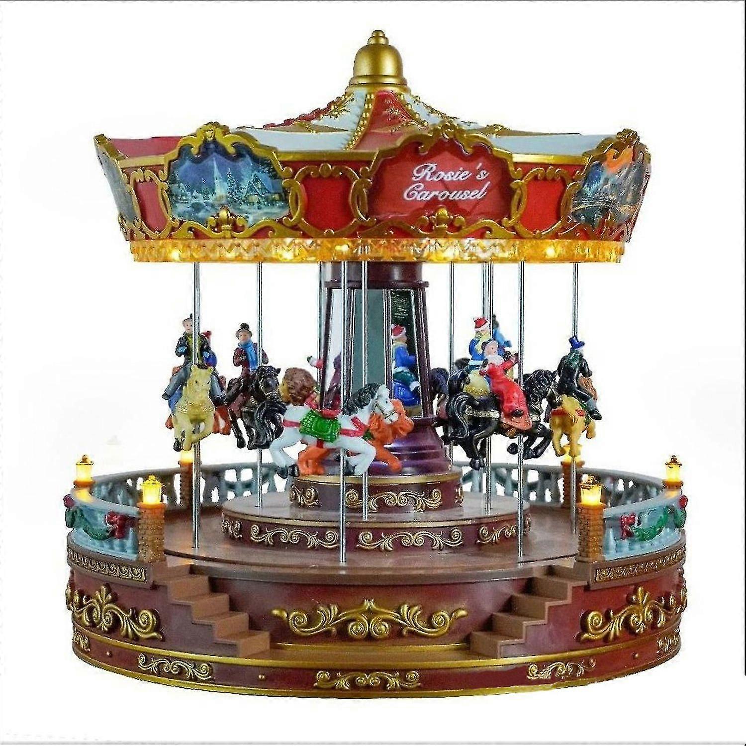 Retro julekarusell 2024 Uunnværlig LED-julemusikkdekorasjon