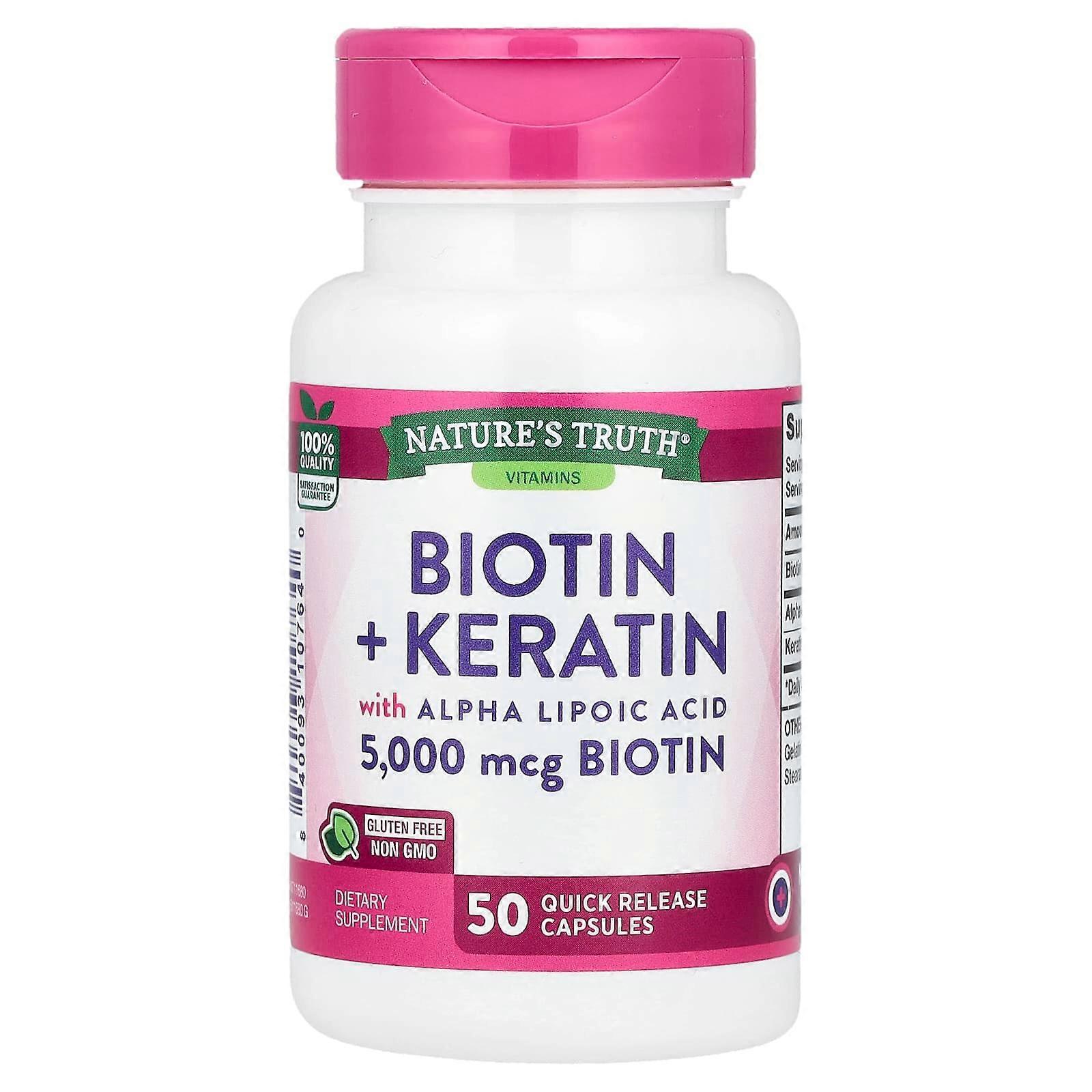 Biotin + Keratin with Alpha Lipoic Acid, 50 Quick Release Capsules