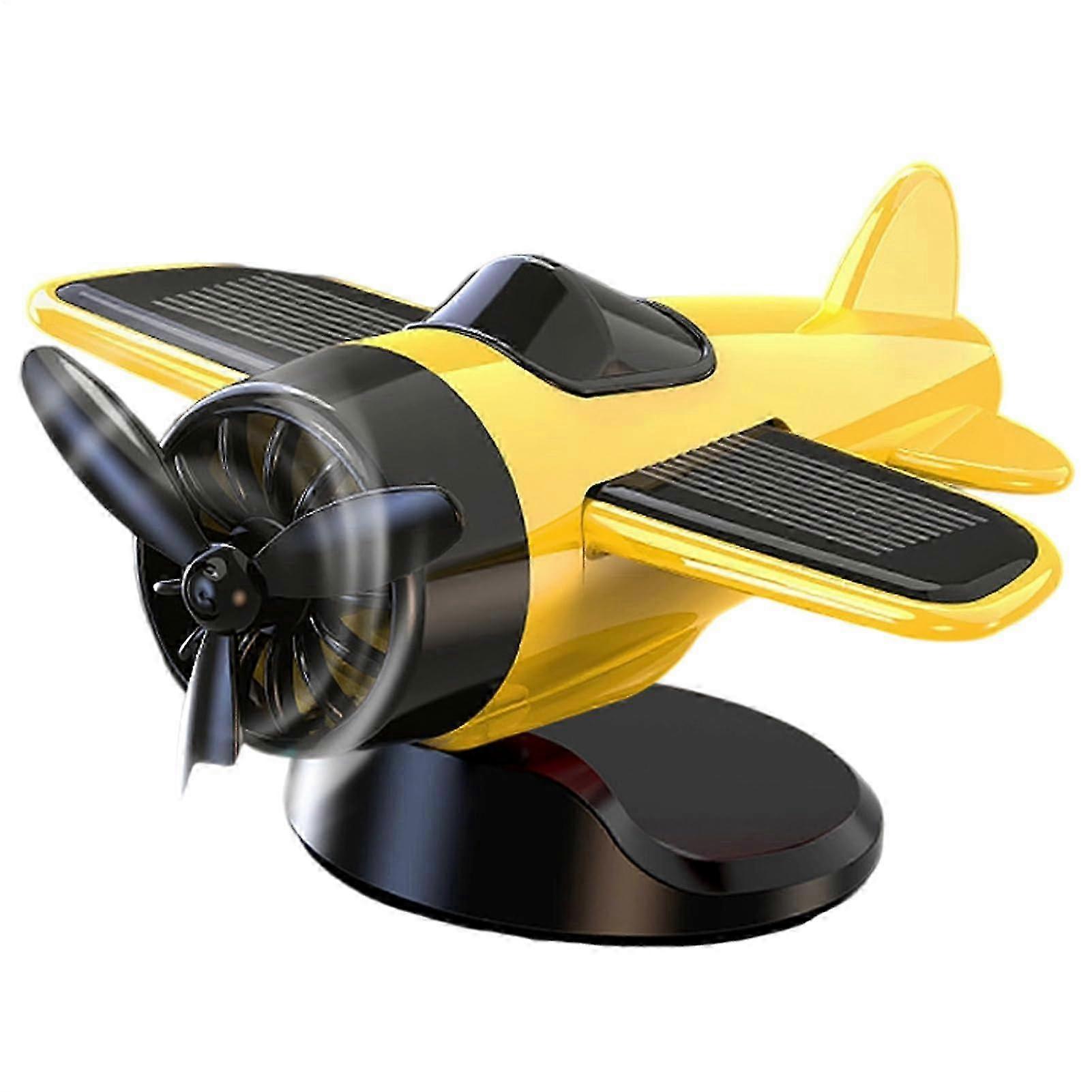 Solar Airplane Ornament  Dashboard Racing Model Display  Rotating Base