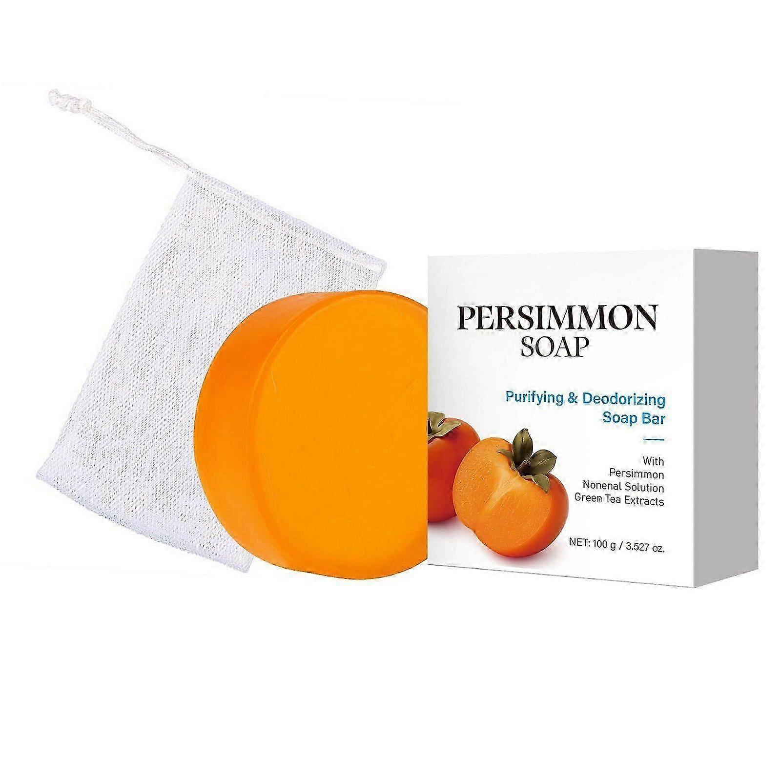 Persimmon Soap Bar for Body Odor Control - Purifying Deodorizing Soap Bar with Persimmon and Green Tea Extract for Eliminating Body Odor - For Men and