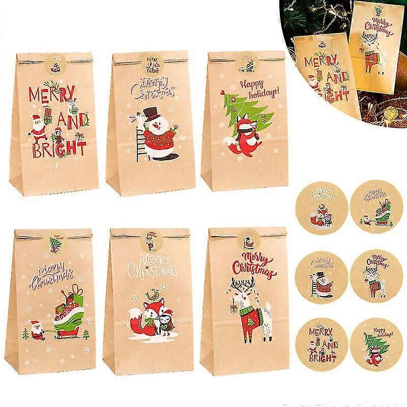 24 Christmas Gift Bags,with Stickers