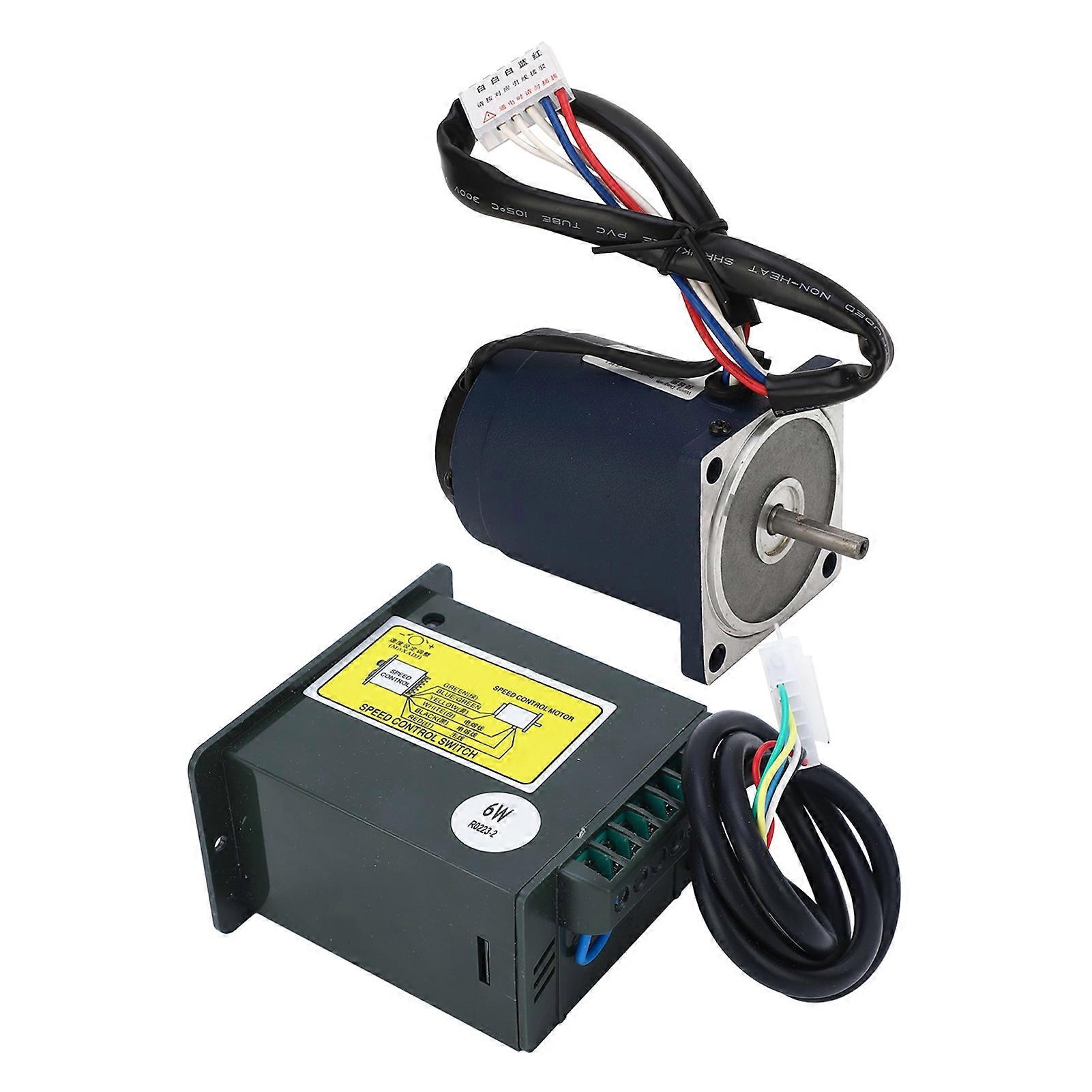 Geared Motor 6W High Torsion Low Noise Heat Resistant Variable Speed Reversible Motor with Speed Controller AC220V 1400R Per Minute (10 to 1400RPM) 