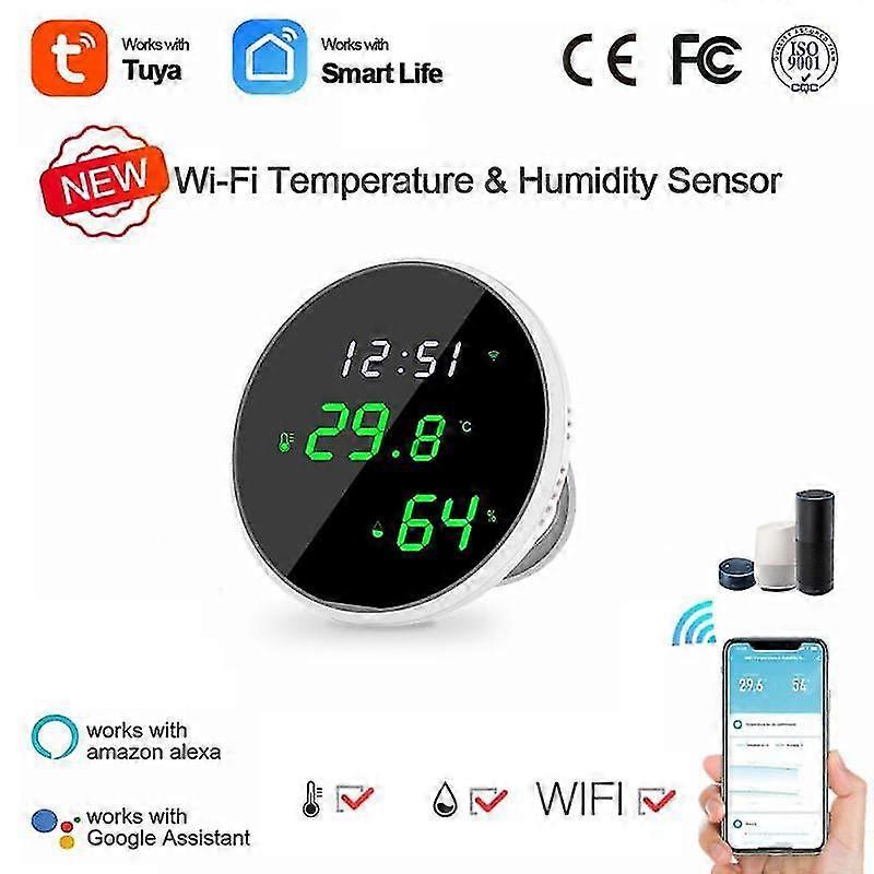 Tuya Smart Temperature And Humidity Sensor WiFi Indoor Hygrometer Thermometer LCD Display Backlight Support Alexa home