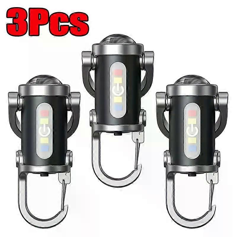 Mini Keychain Flashlight Rechargeable Pocket COB Working Light Outdoor Hook Emergency Warning Light for Camping Walking Hiking