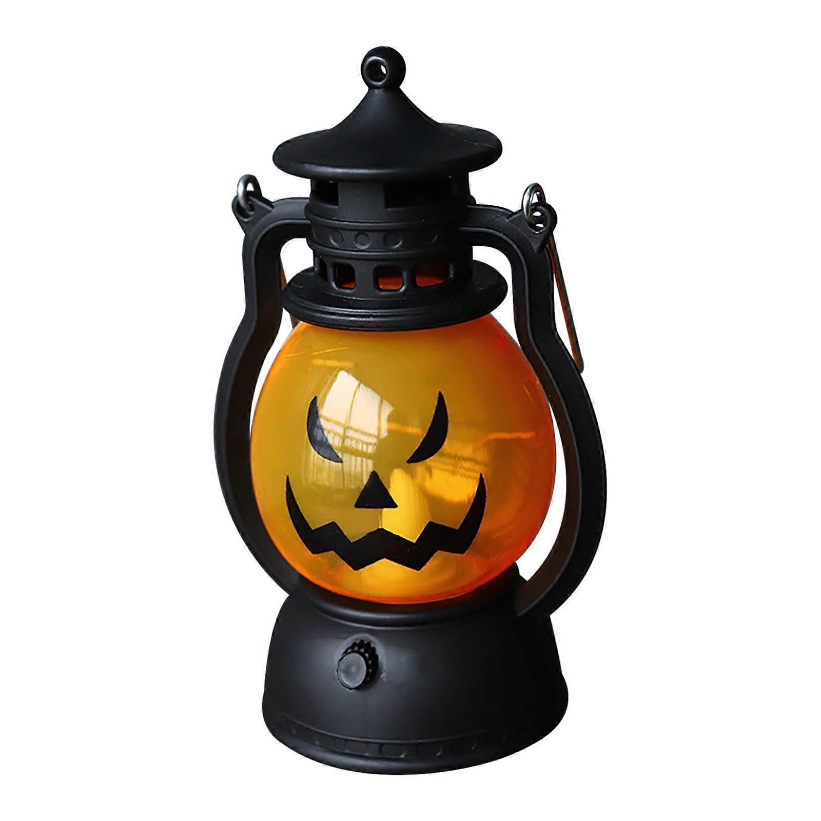 Halloween Pumpkin LED Lanterns, Battery Operated with Hanging Loop, Compatible with Yard, Garden, Lawn Party Decor (C)