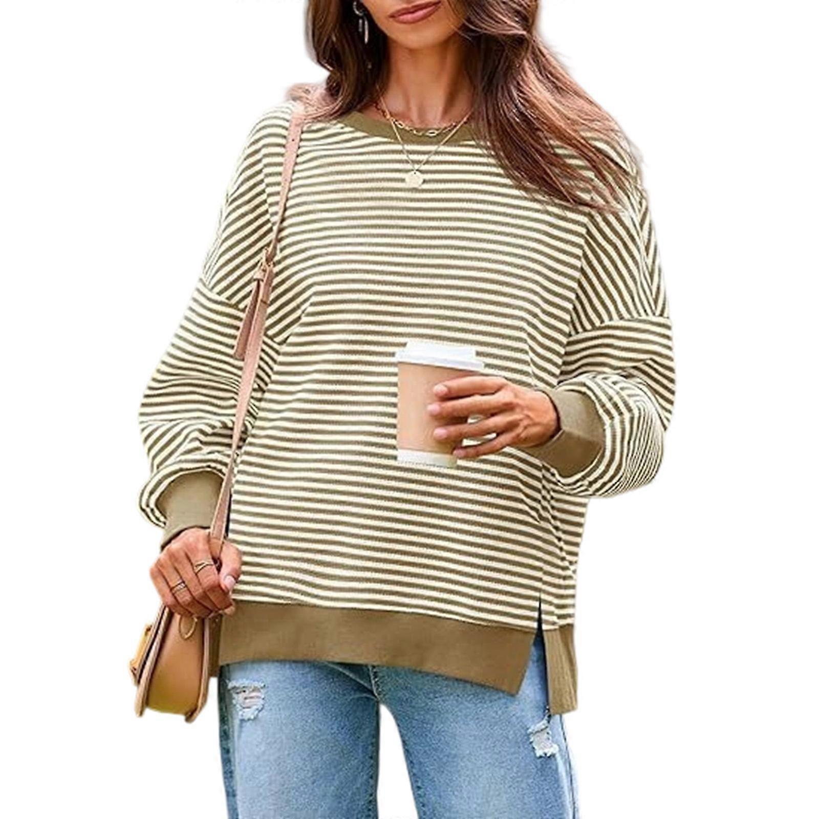 Women's Casual Split Mutter Gown Sweater Oversized Long Sleeve Top Cake Texture Fall Thin Wear  y XL