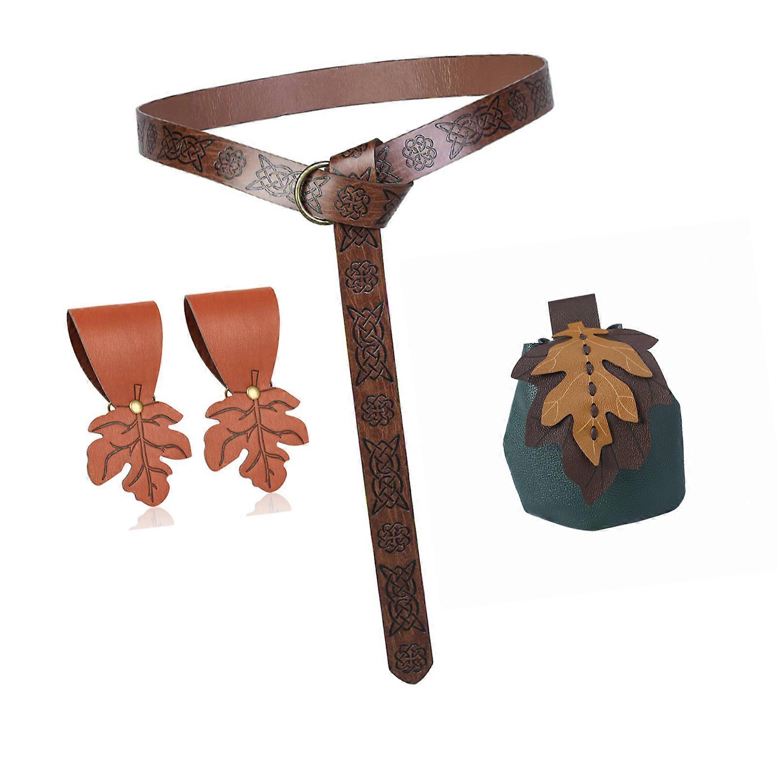 Leaf Patterned Waist Pack Belt Unisex Waist Wallet Set of 4pcs Lightweight Belt Bag For Essential Organization  C