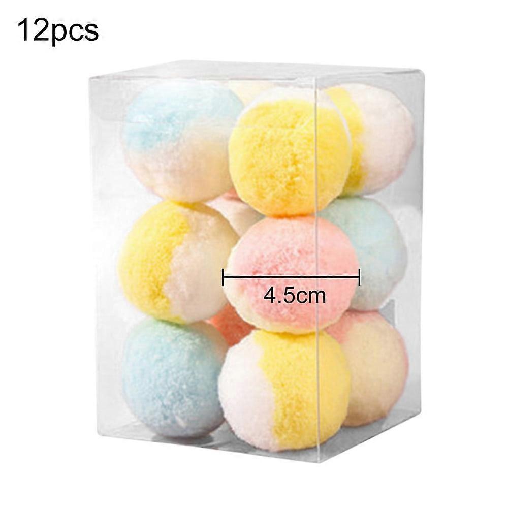 Premium 12pcs Soft Pom Pom Balls for Cats - Lightweight, Assorted Colors, Interactive Plush Toy Balls for Kitten Training & Play - Compatible with