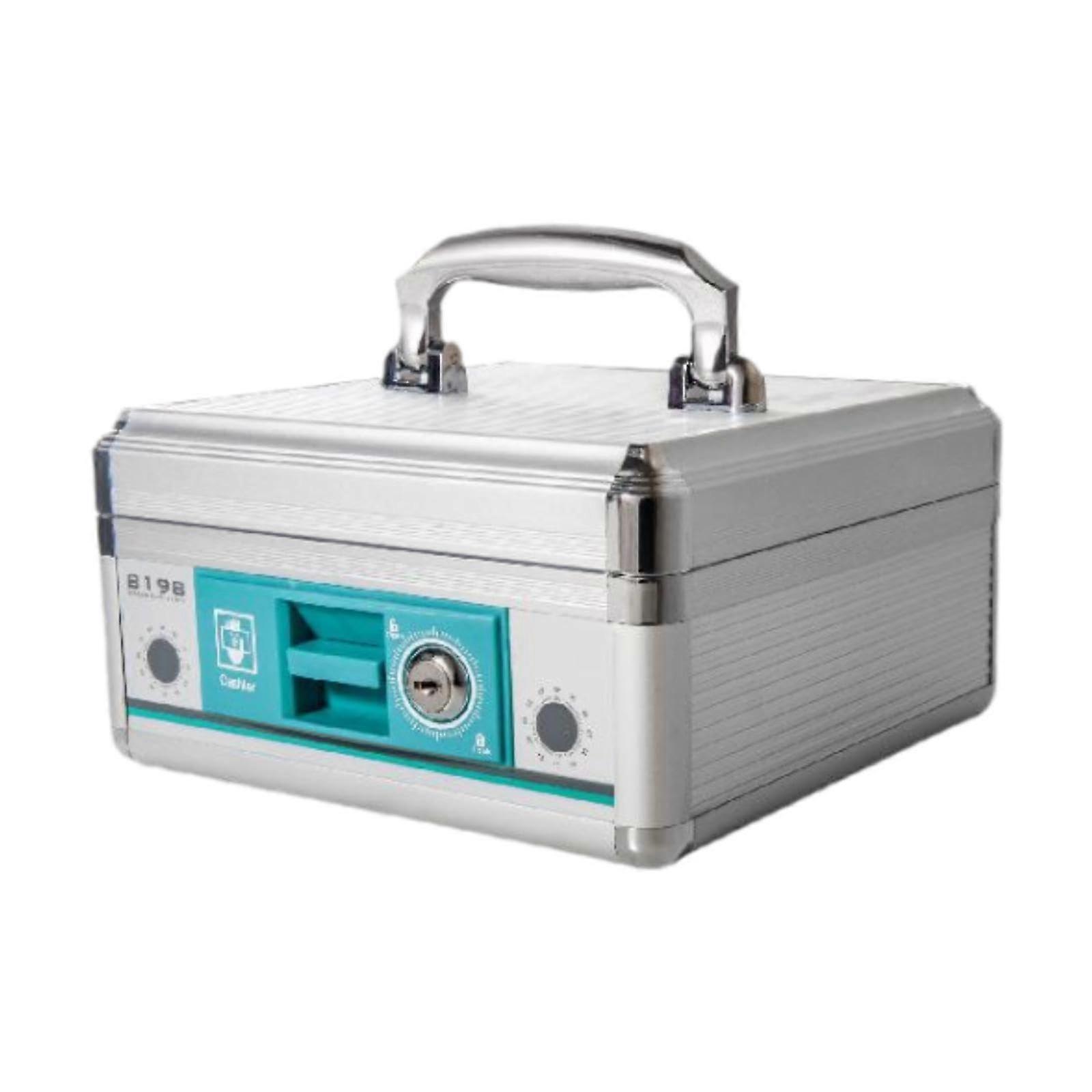 Cash Box with Lock and Key, Portable Money Safe with Handle for Cash Jewellery and Documents 20.8cm