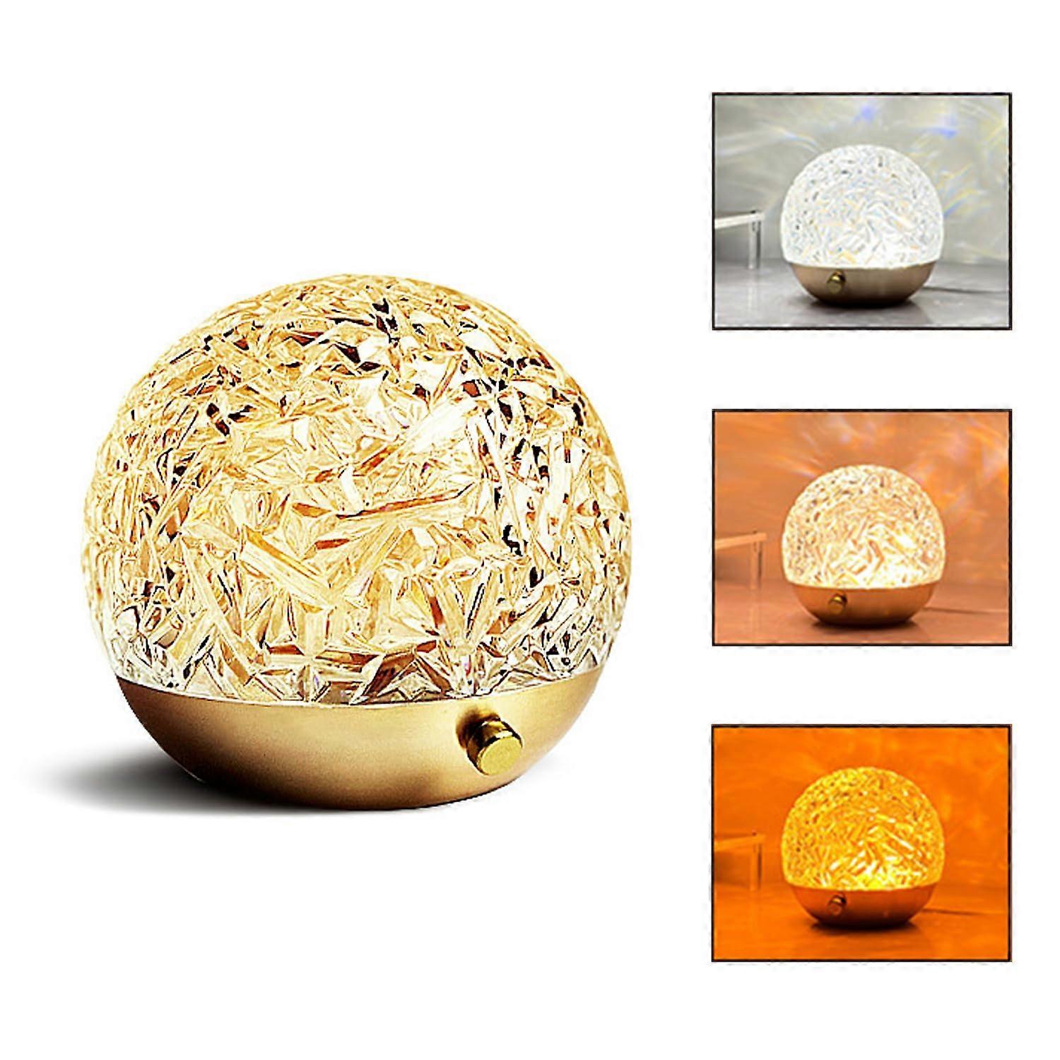 LED Crystal Table Lamp with Water Ripple Effect, 3 Color Touch & Remote Control for Bedroom Decor