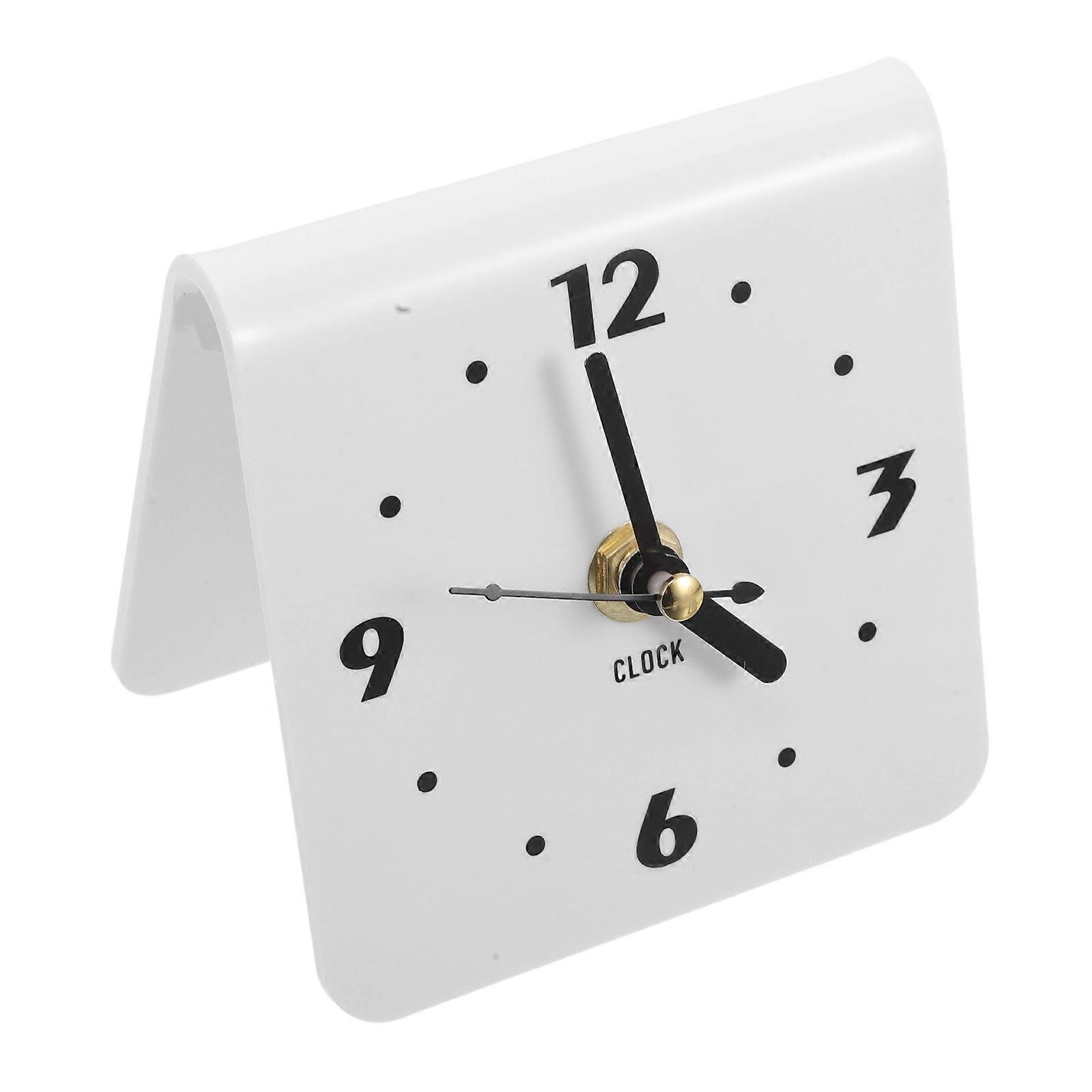 Silent Table Clock Acrylic for Bedroom Use White Minimalist Style