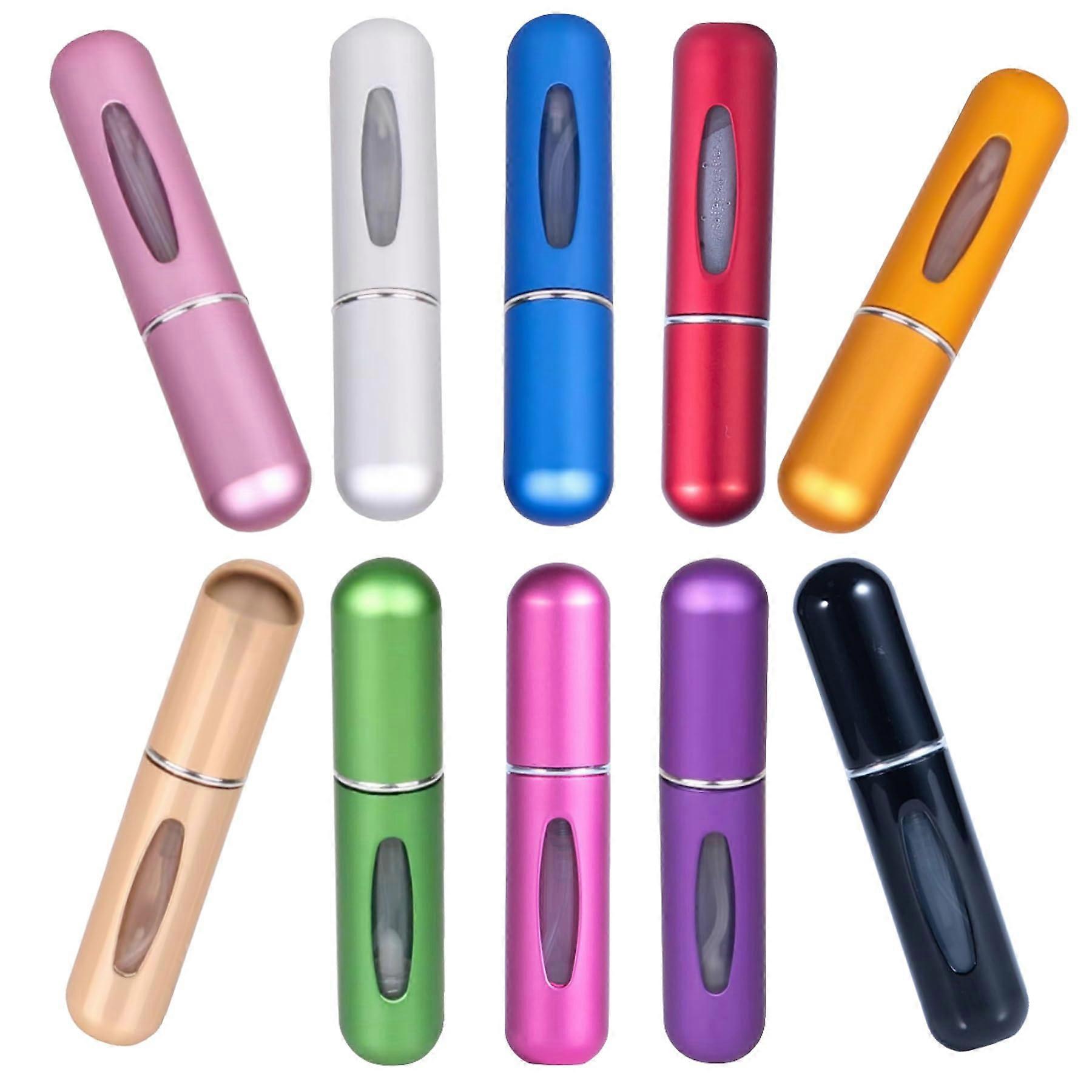 10 Pack 5ml Travel Perfume Atomizer Set Refillable Spray Bottles Leakproof with Level Window