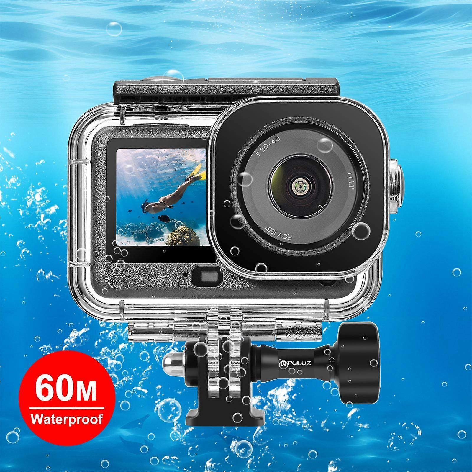 For DJI Osmo Action 6 PULUZ 60m / 196ft Underwater Waterproof Diving Shell with Invisible Adapter & Long Screw (Transparent)