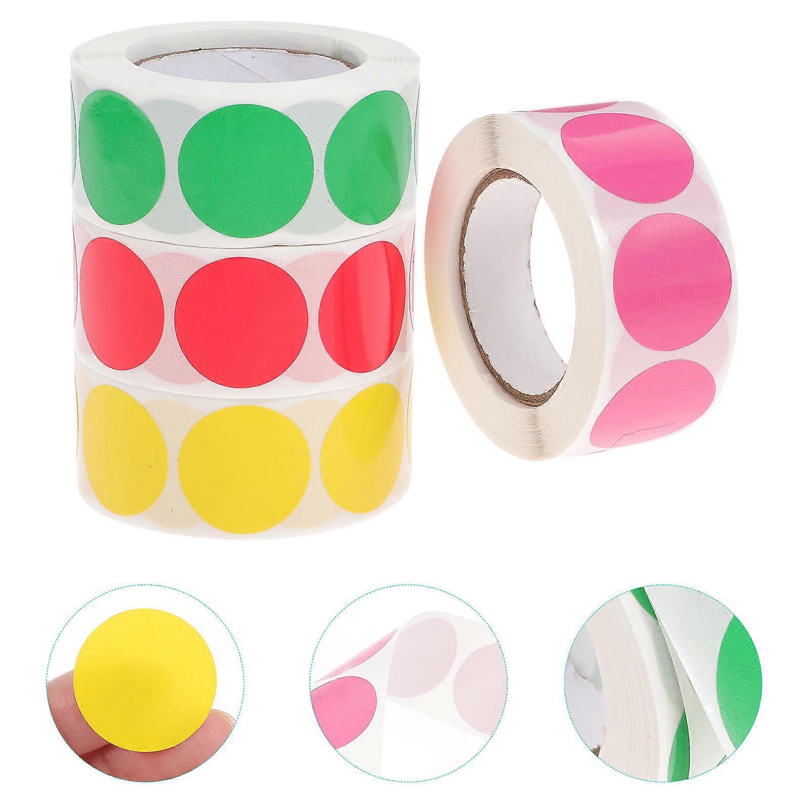 4 Rolls Colorful Coding Label Stickers Adhesive Dot Stickers Solid Colors Round Stickers