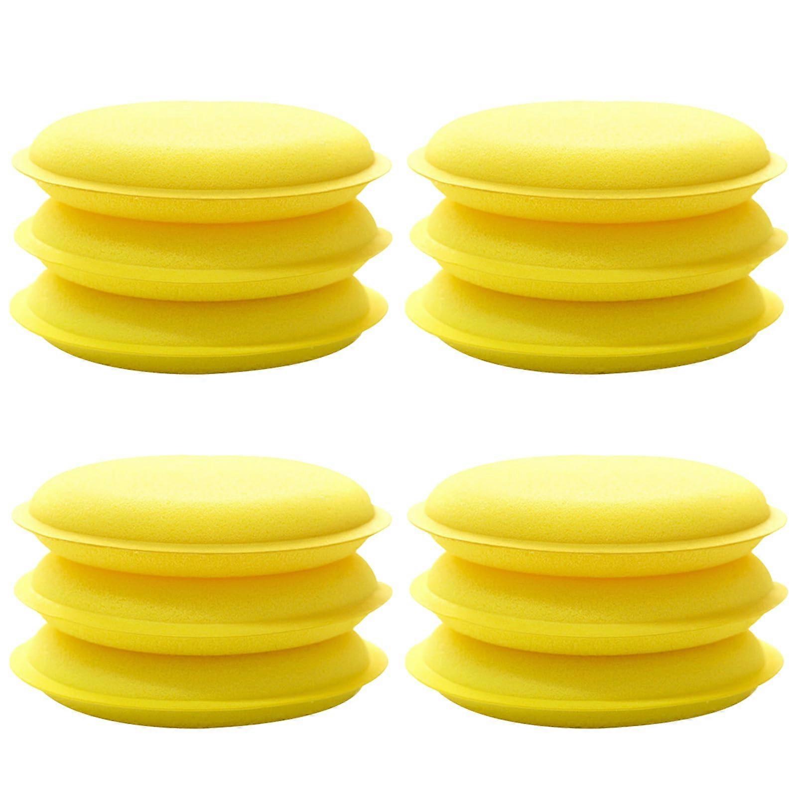 12Pcs Density Foam Car Waxing Pads Scratch Round Polishing Sponges for Detailing
