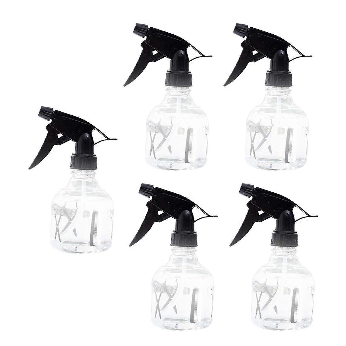 5pcs Transparent Continuous Mist Spray Bottles for Hair Styling Plants and Cleaning