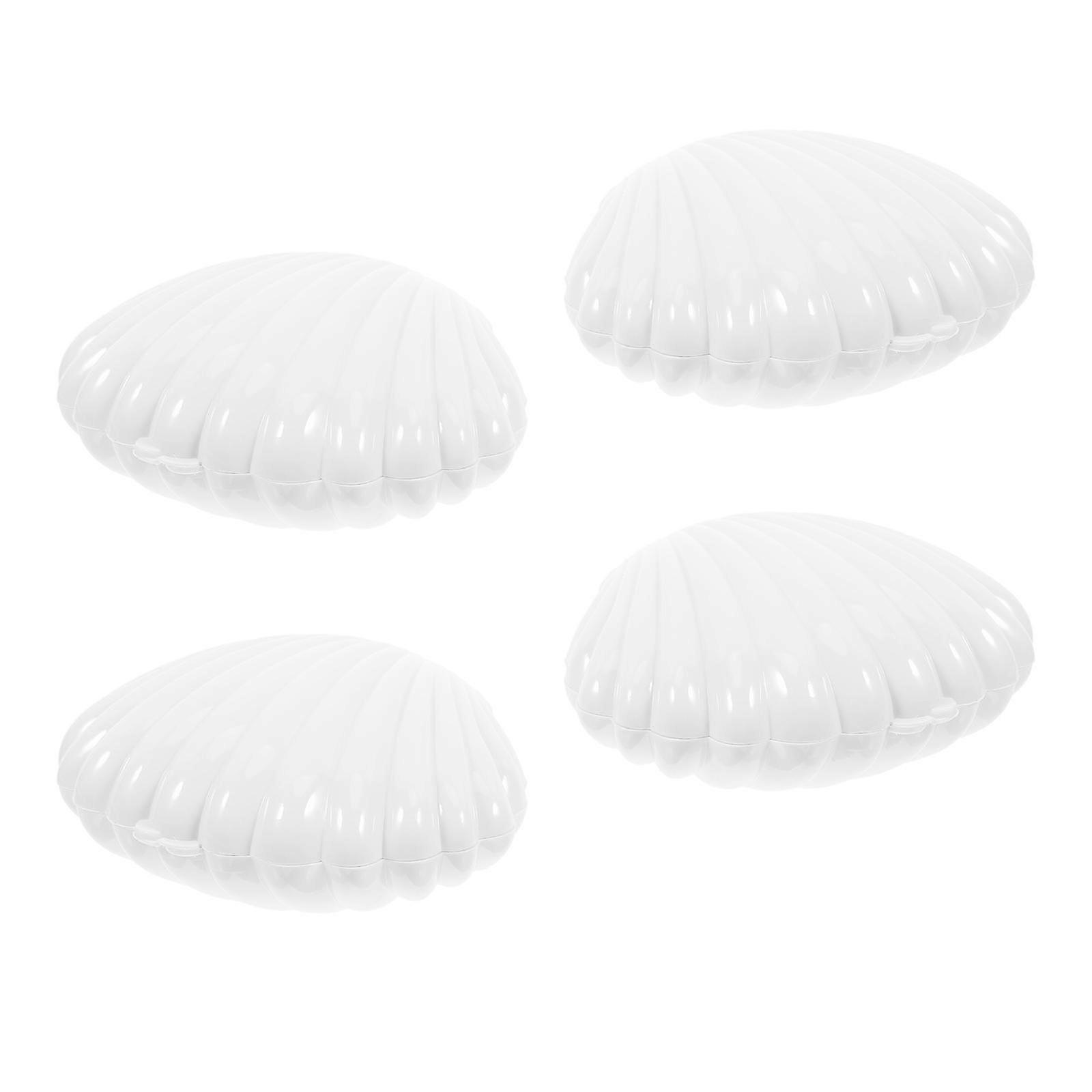 Plastic Shell Box Sea Shell Jewelry Boxes for Storage 2Pcs White