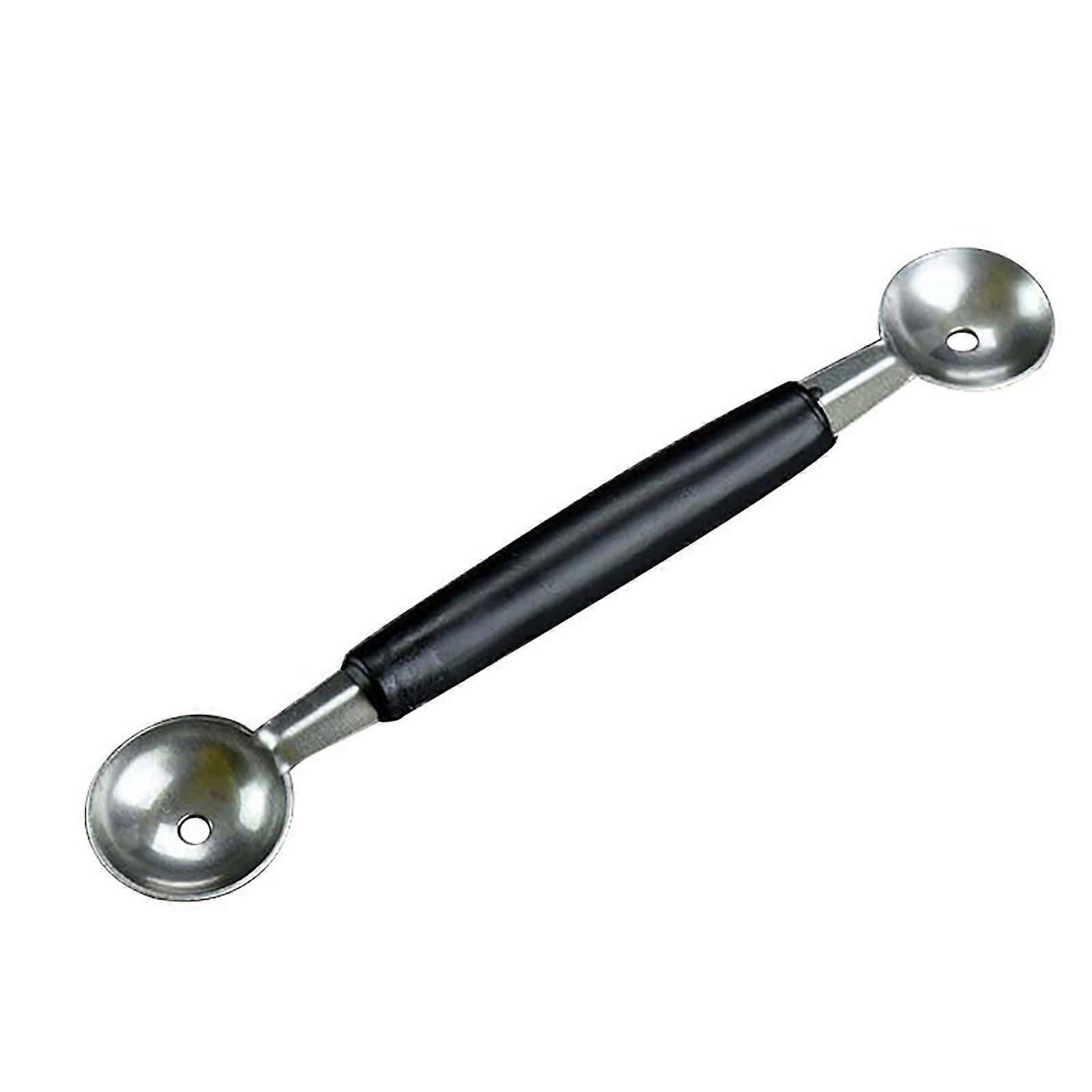 Ice Cream Scoop with Dual Head and Ergonomic Grip for Hard Ice Cream, Melon, Cookie Dough, Black