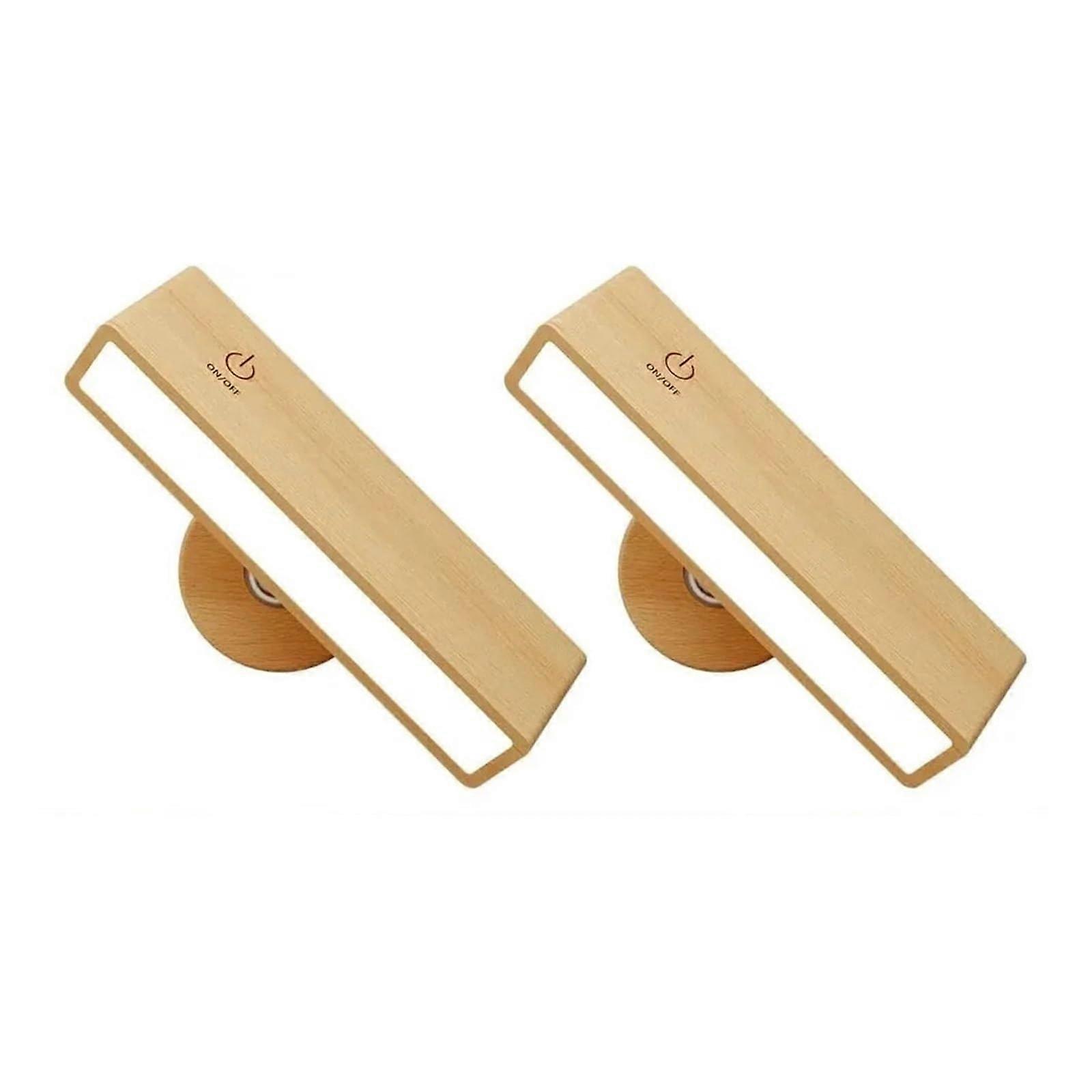 Picture Display Lights Nordic Wood Wall Lamp 360 Rotate Dimmable Wall Sconce Touch Magnetic Cordless Reading Light Beech