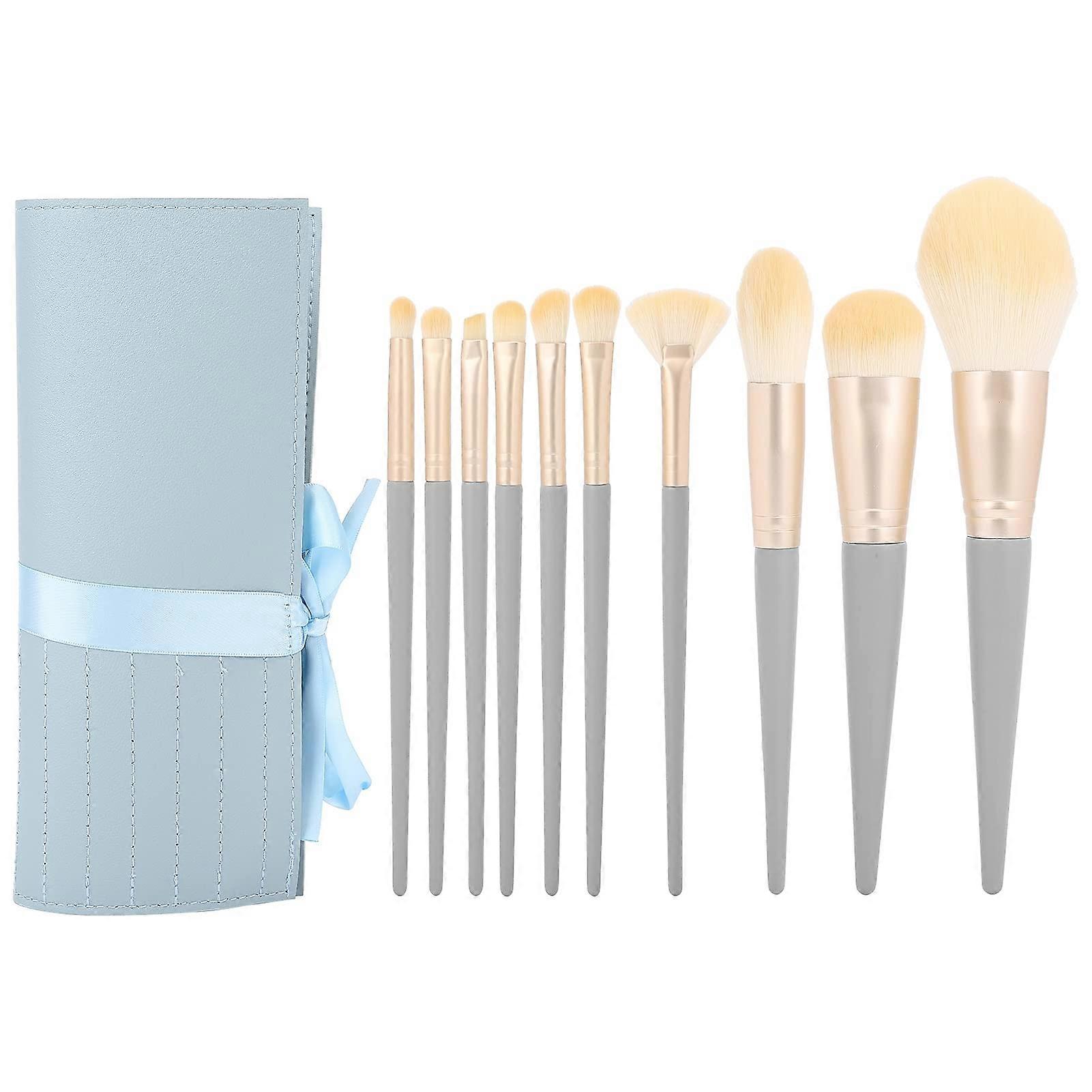 10 Piece Professional Makeup Brush Set with Soft Synthetic Bristles for Contouring and Blending