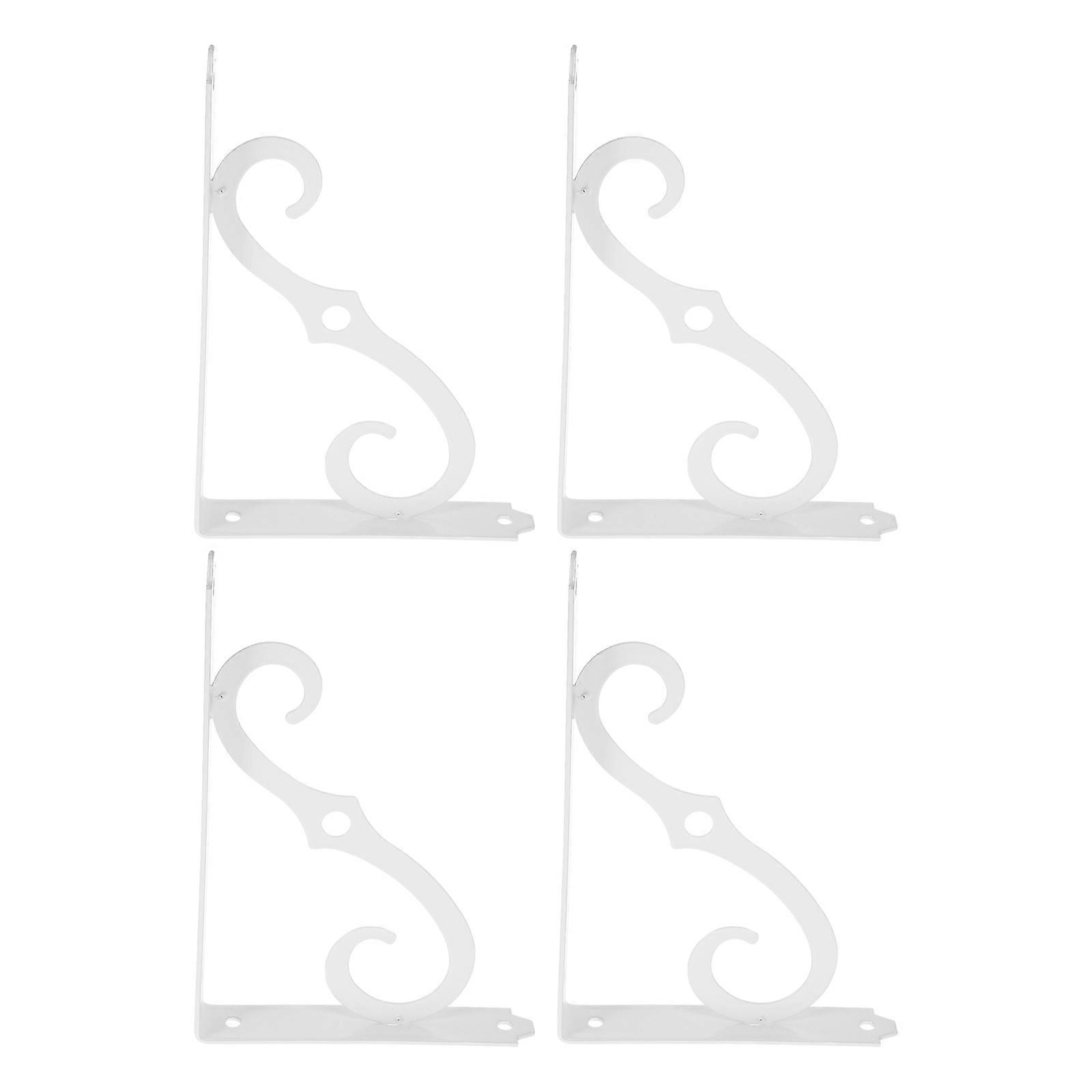 White Iron Shelf Brackets for Display with Heavy Duty Support and Elegant Design 90 Degree Triangle