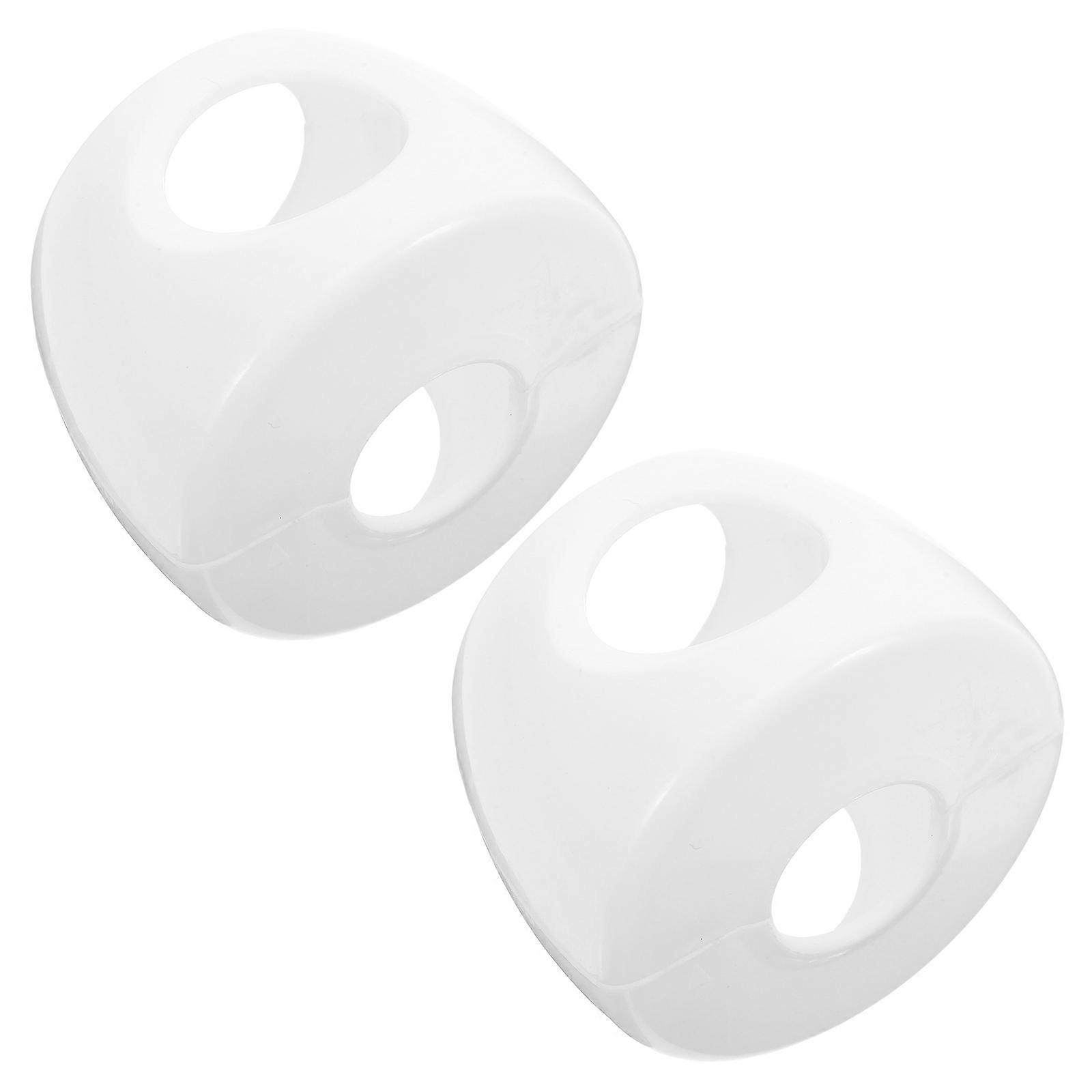 Ball Lock Door Knob Cover for Child Proof 2Pcs White Plastic Protector