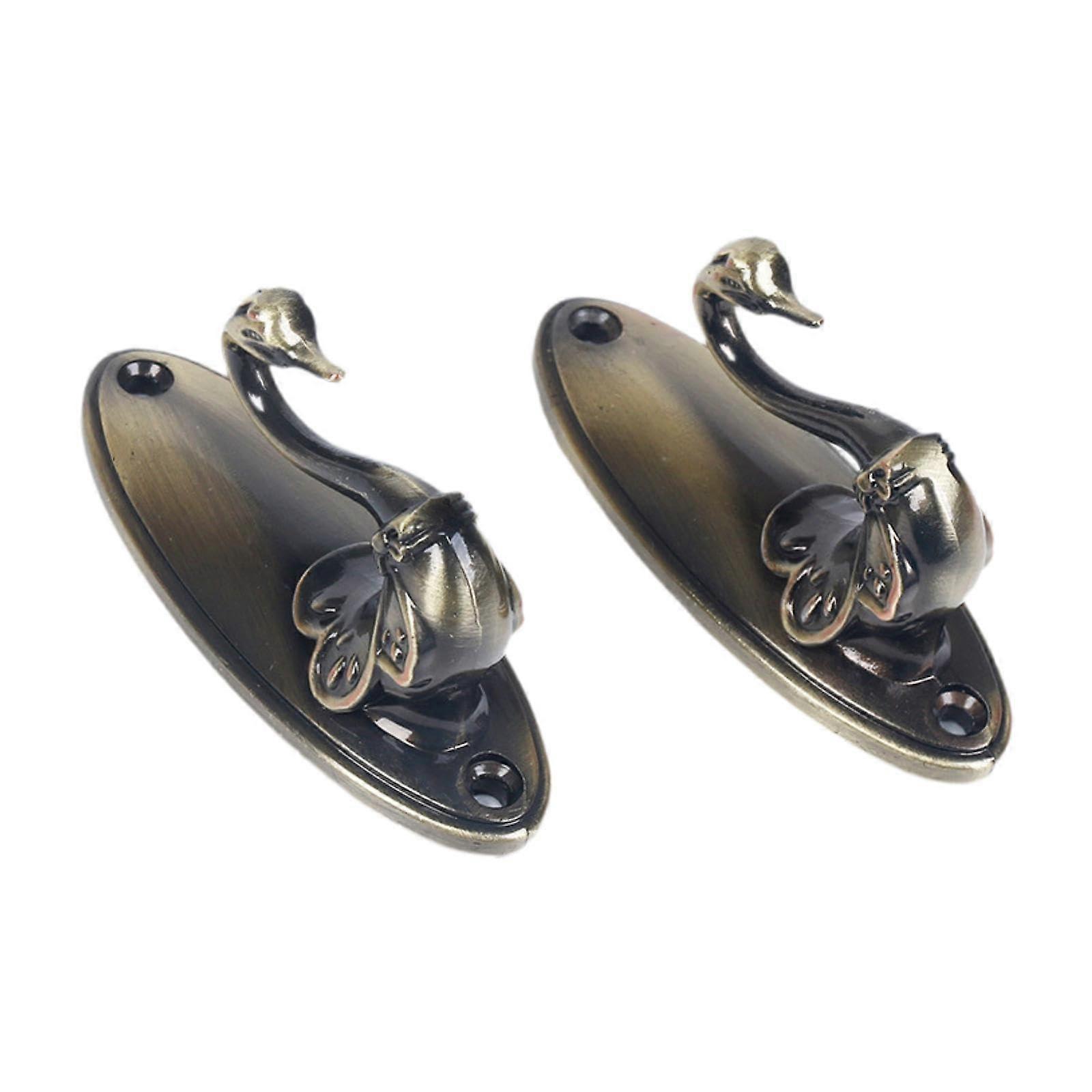 Curtain Holdback Hooks Elegant Swan Design Zinc Alloy Set for Home Use Olive Green 2 Pack