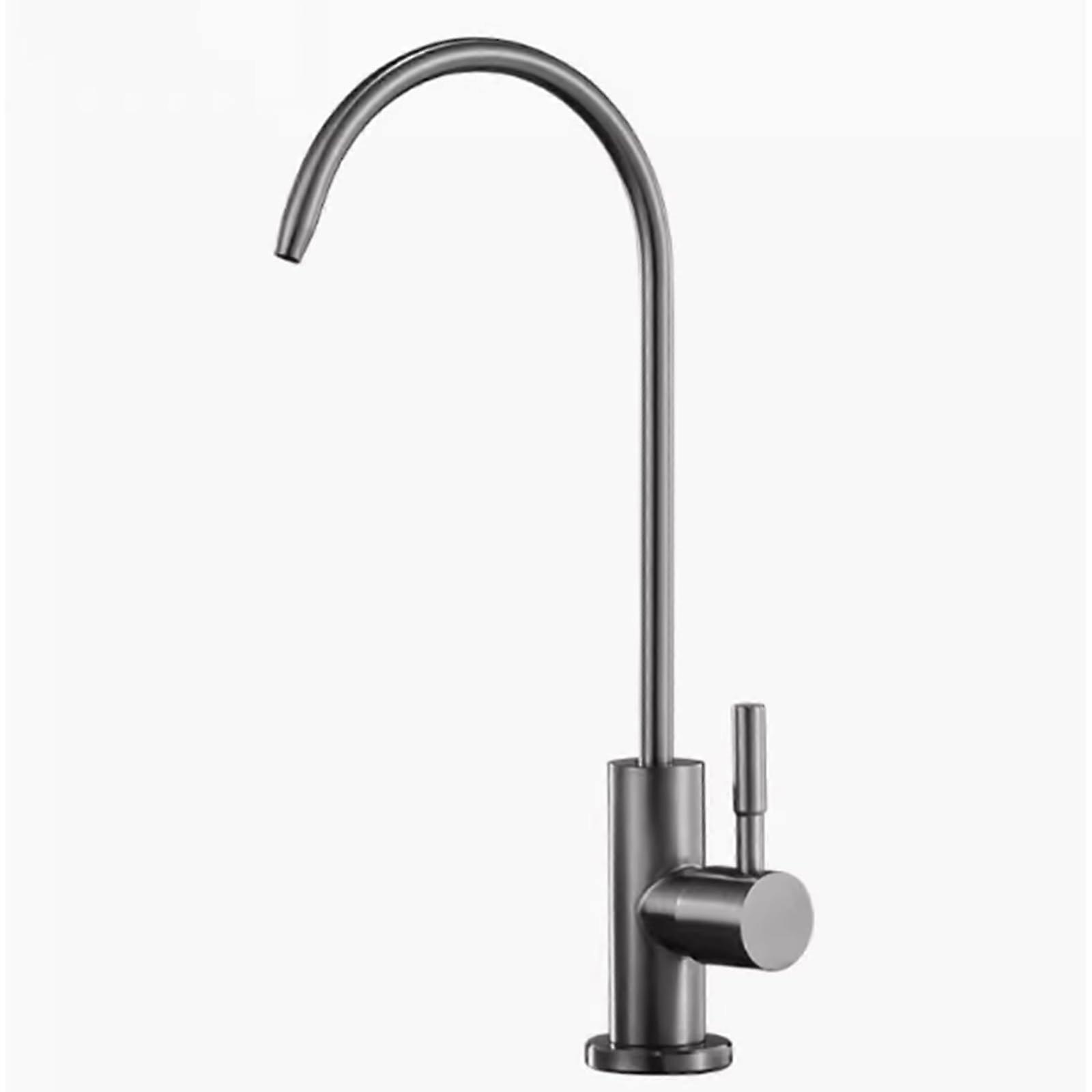 Kitchen Sink Faucet Stainless Steel Gun Gray 360° Rotation Single Handle RustResistant Design