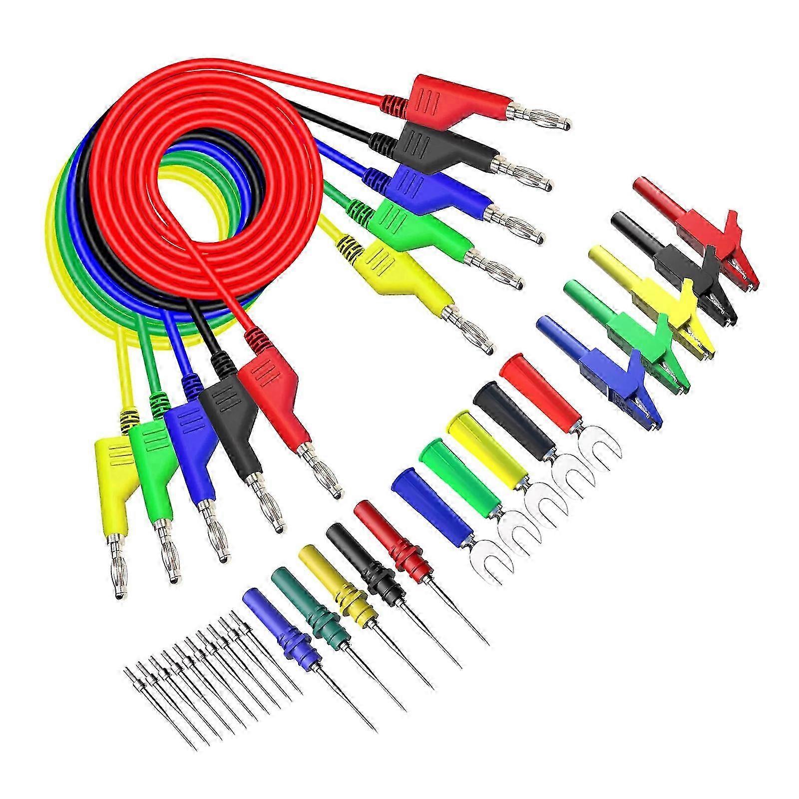Multimeter Test Leads Kit With Double Ended Stackable 4mm Banana Plugs Test Leads