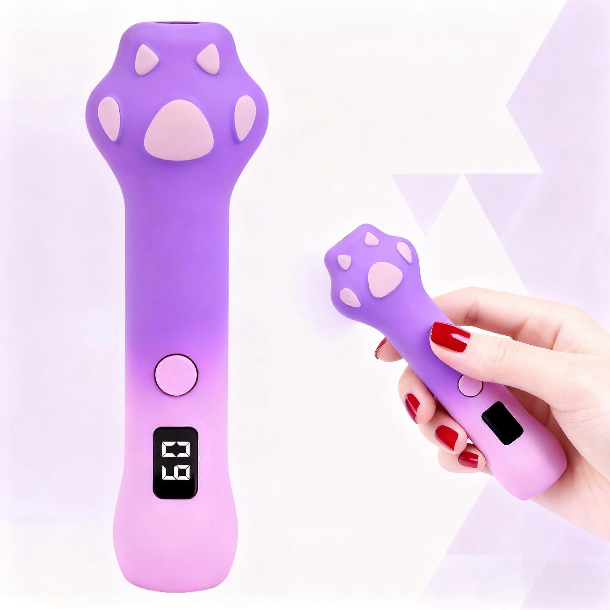 UV Nail Lamp Cat Paw Design Gel Nail Dryer with LED Display, Fast Red Light Curing, Rechargeable