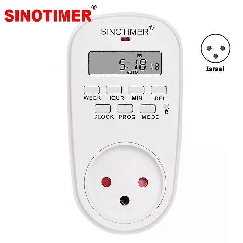SINOTIMER Israel Plug Digital Weekly Programmable Electrical Wall Plug-in Power Socket Timer Switch Outlet Time Clock 220V