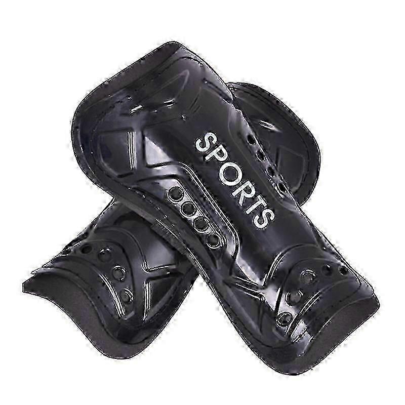1ペア軽量サッカーすね当て、すねパッド、ふくらはぎ保護具(大人と子供用)(ブラック)