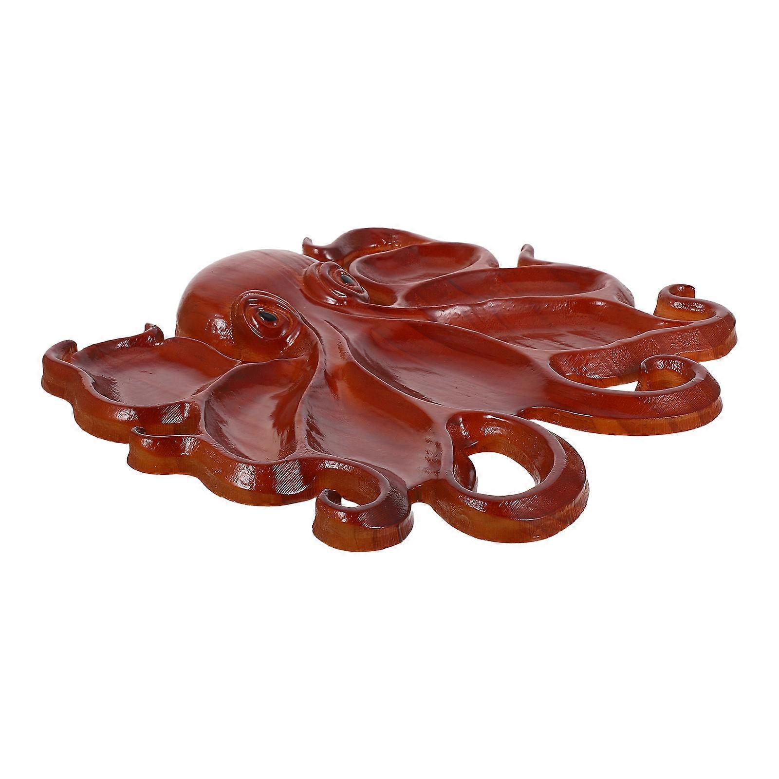 Octopus Serving Tray for Appetizers 1 Wood Serving Platter with Multiple Sections