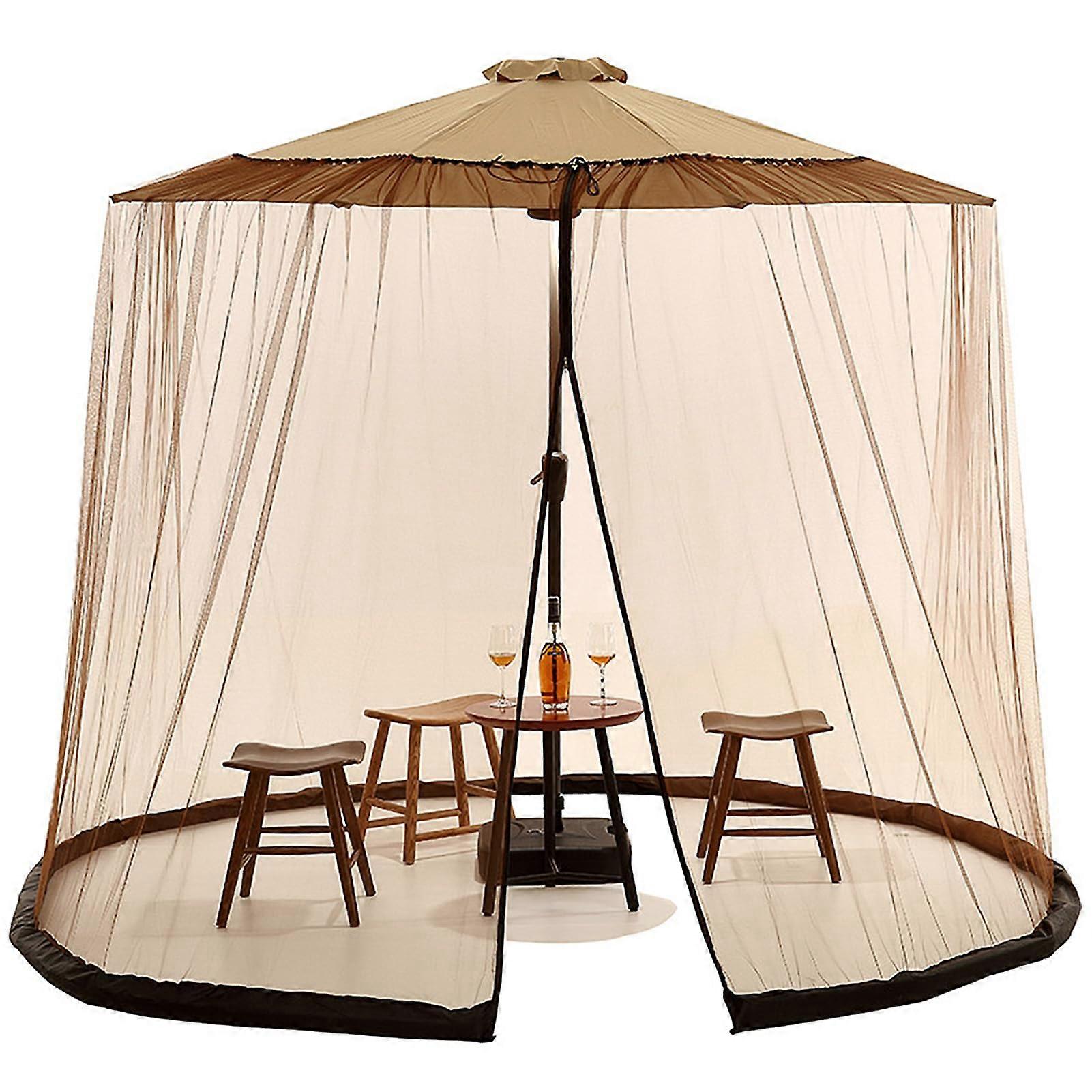 Adjustable Patio Umbrella Mosquito Net for 711ft with Weighted Base and Weatherproof Polyester