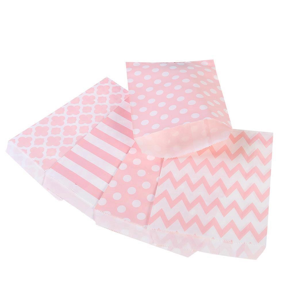 Candy Container Paper Bags for Wedding Use 24Pcs Pink Striped Dot Patterns