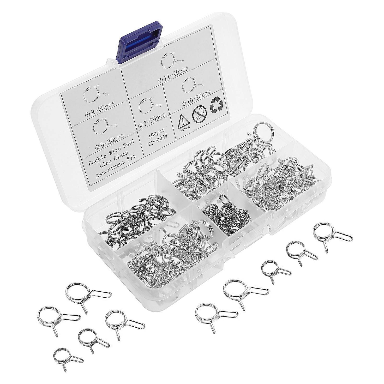 Radiator Hose Clamps Spring Double Wire for Durable Hose Line 100Pcs