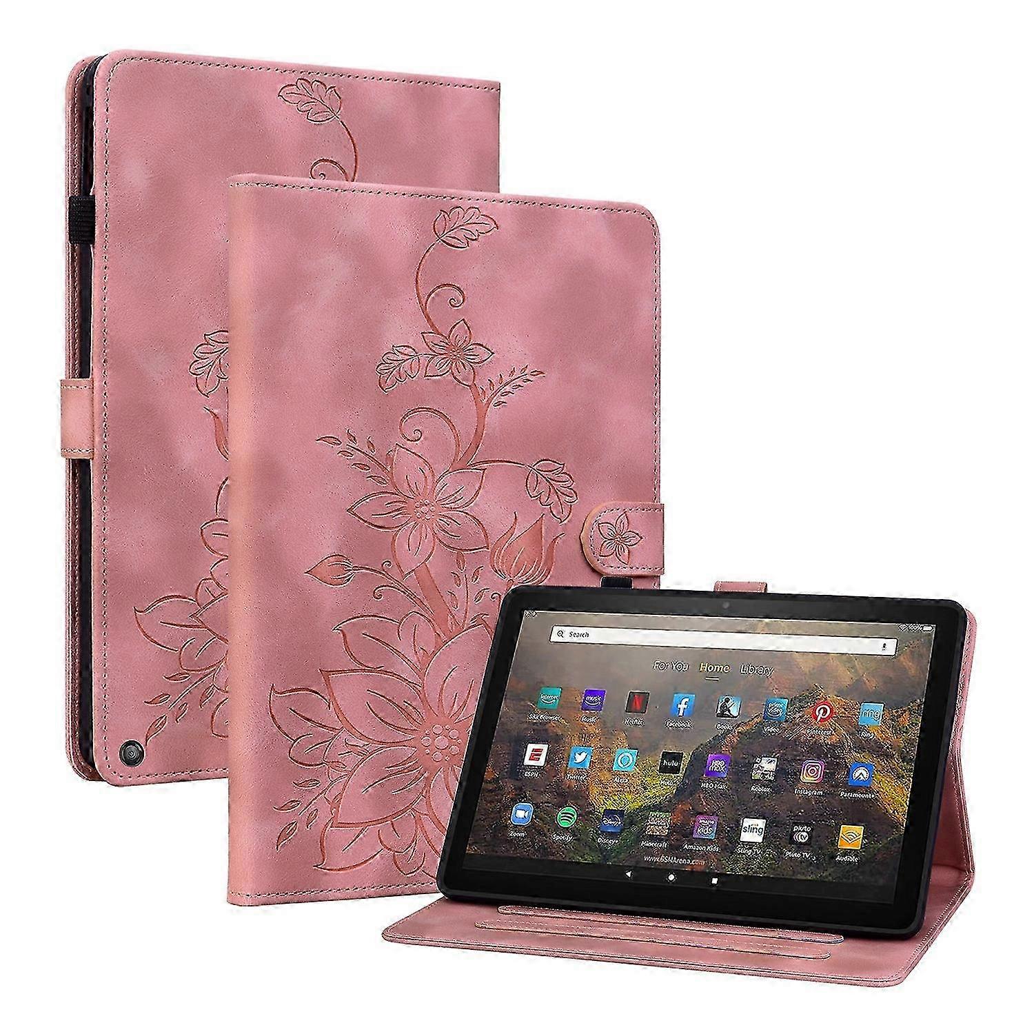 2026 Lily Embossed Leather Smart Tablet Case